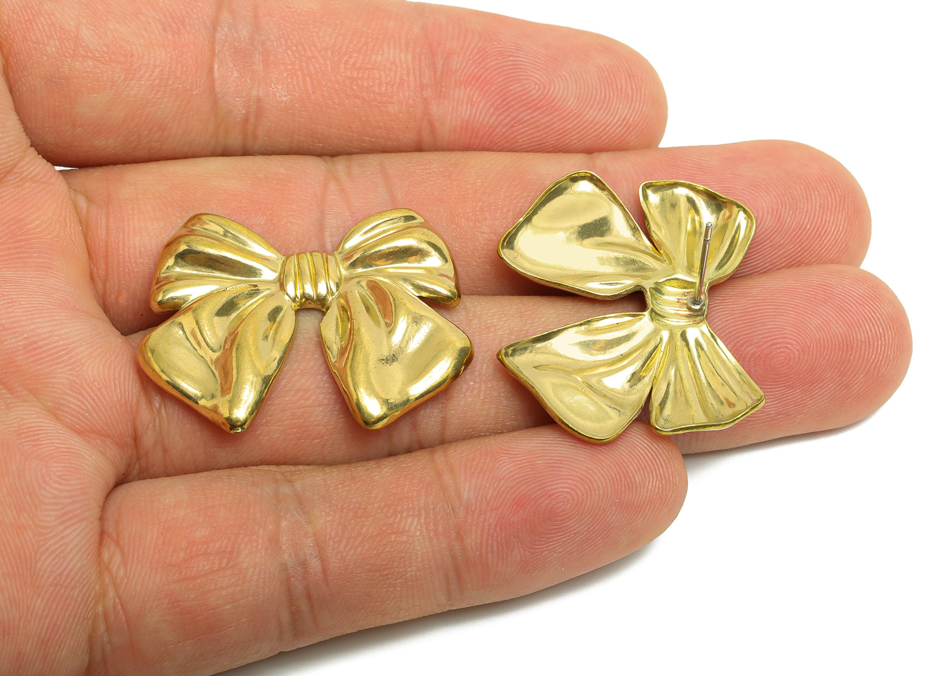Brass Butterfly Bow Stud Earring - Raw Brass Charming Bow  Ribbon Stud Earring - Textured Butterfly Bow Earring Post - 32x25x3.1mm - PP10809 - DOMEDBAZAAR