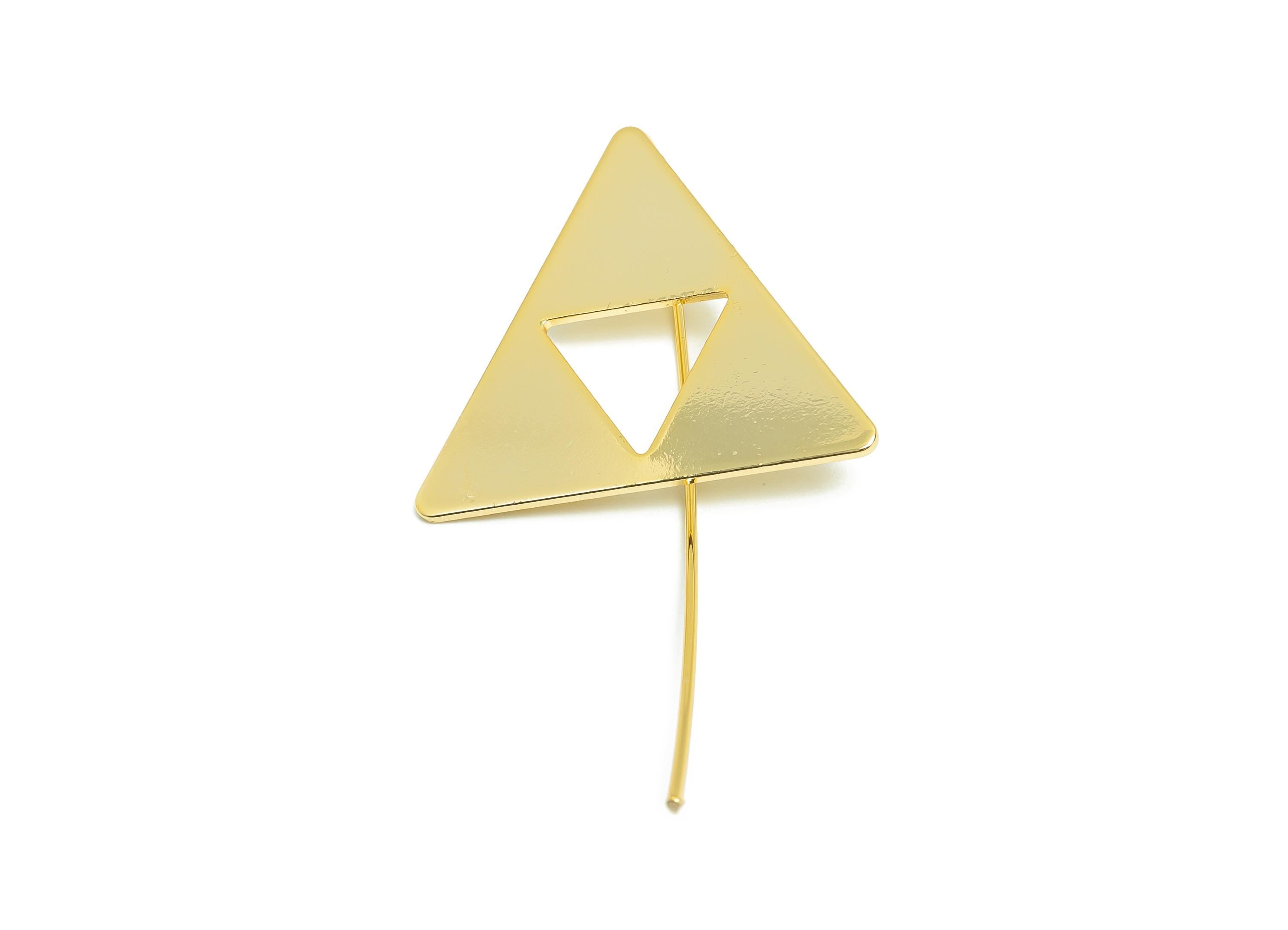 Brass Triangle Earring - Gold Minimalist Earring Wire for Woman's - Geometry Earring Wire - 18K Real Gold Plated- 55x27.22x1.13mm - RGP8983 - DOMEDBAZAAR