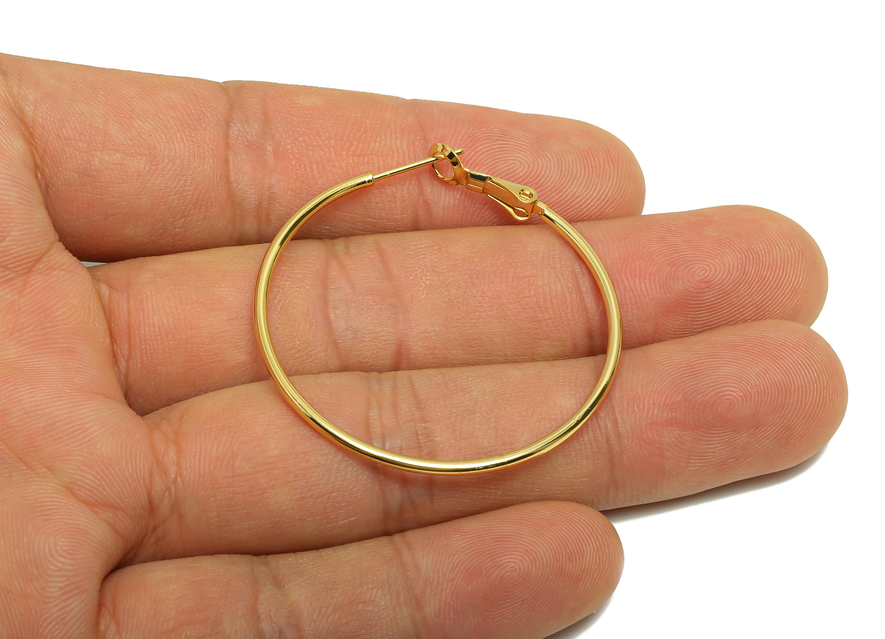 Brass Circle Hoop Earring - Gold Minimalist Huggie Earring - Round Daily Wear Earring - 18K Real Gold Plating - 42.81x39.7x1.48mm - RGP8988 - DOMEDBAZAAR