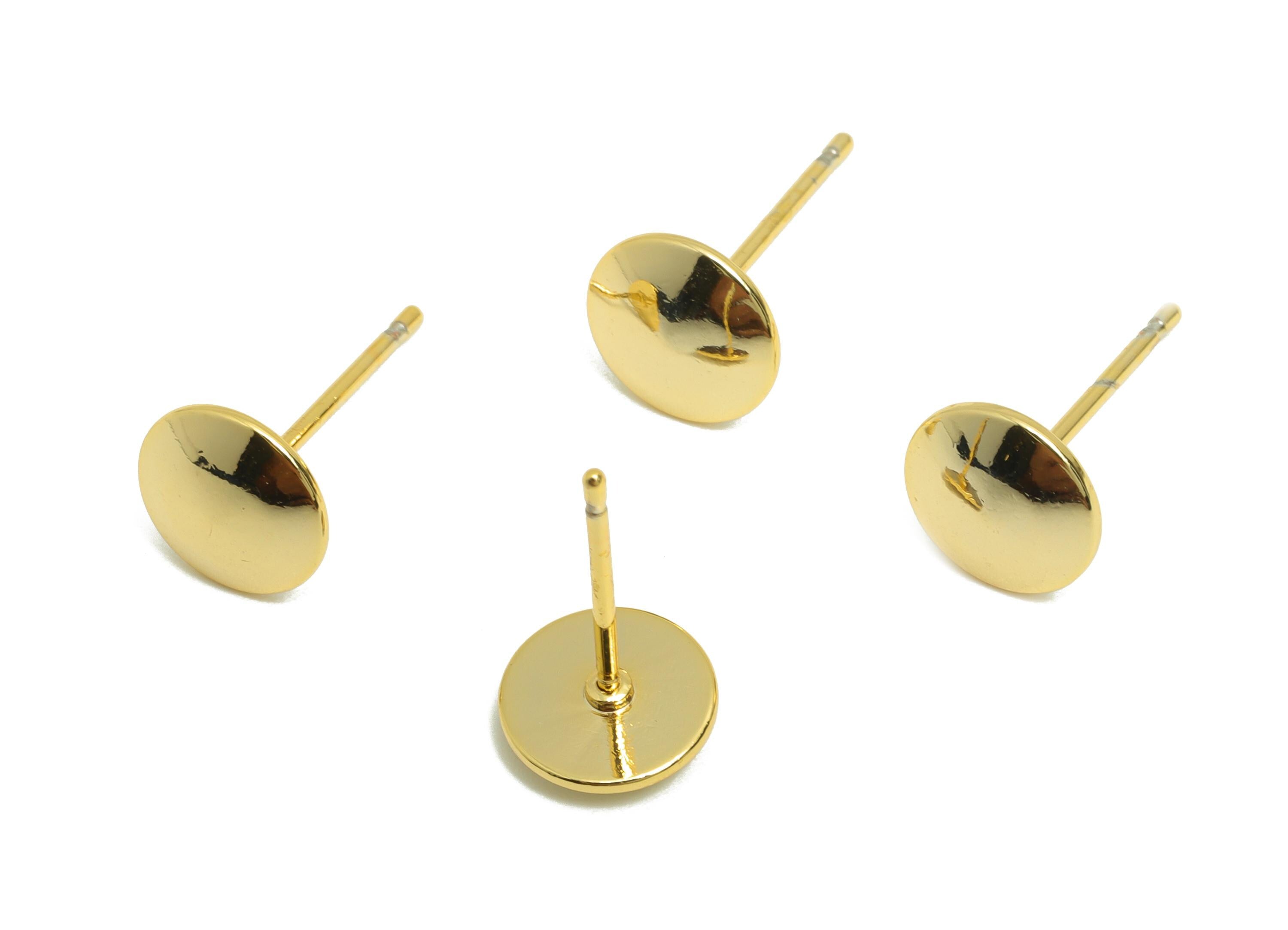 Brass Pushpin Earring - Gold Minimalist Earring Post - Tiny Round Daily Wear Earring Stud - 18K Real Gold Plating - 7.97x7.97x1.39mm-RGP8989 - DOMEDBAZAAR
