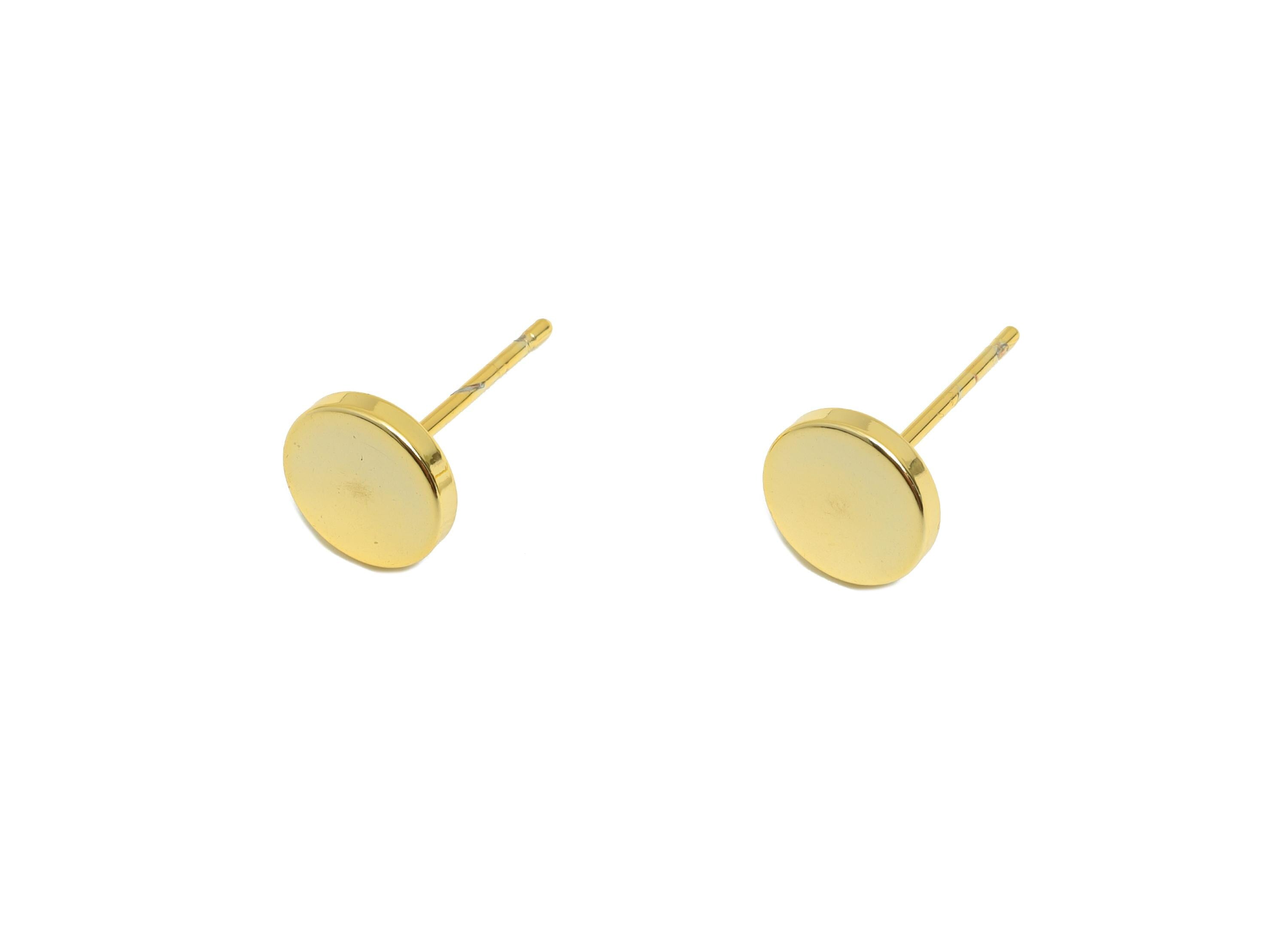 Brass Tiny Round Earring - Gold Geometric Ear Post for Girls - Mini Daily Wear Earring - 18K Real Gold Plating - 8.04x8.04mmx1.56mm- RGP8992 - DOMEDBAZAAR