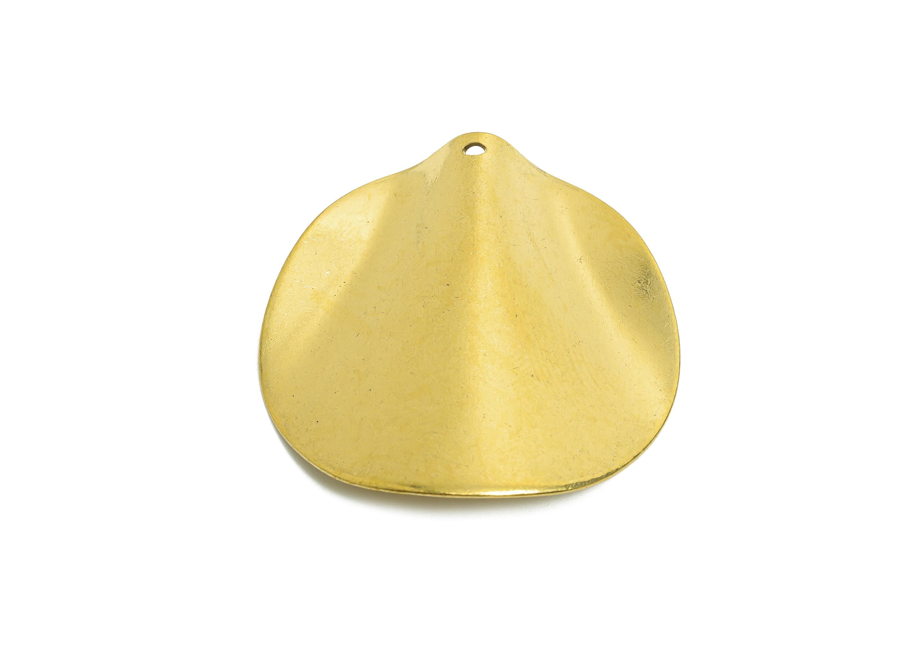 Brass Bold Round Pendant - Raw Brass Fold Minimalist Sculpted Pendant - Brass Contemporary Pendant with Smooth Finish - 33.6x33x4mm- PP10808 - DOMEDBAZAAR