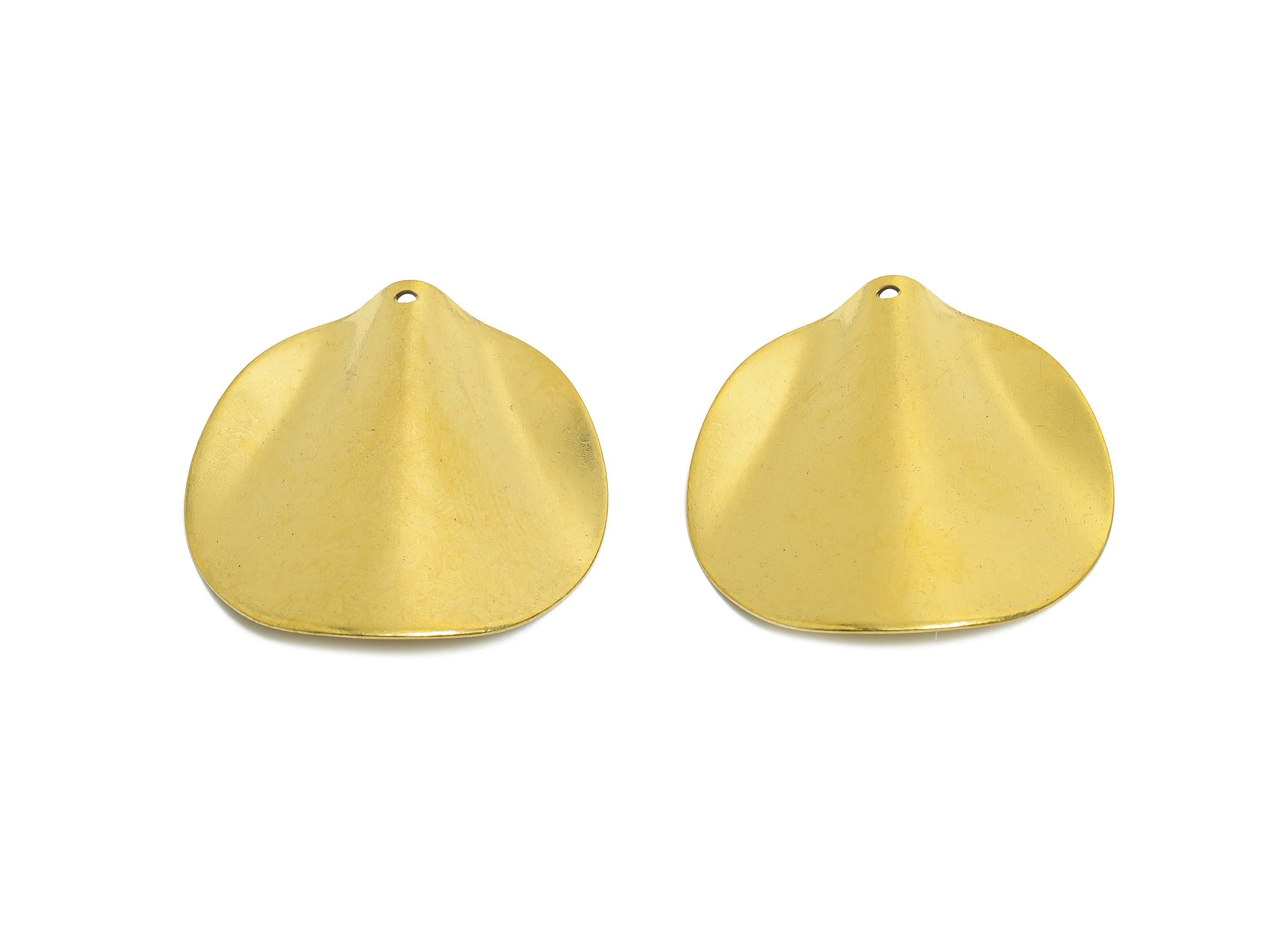 Brass Bold Round Pendant - Raw Brass Fold Minimalist Sculpted Pendant - Brass Contemporary Pendant with Smooth Finish - 33.6x33x4mm- PP10808 - DOMEDBAZAAR