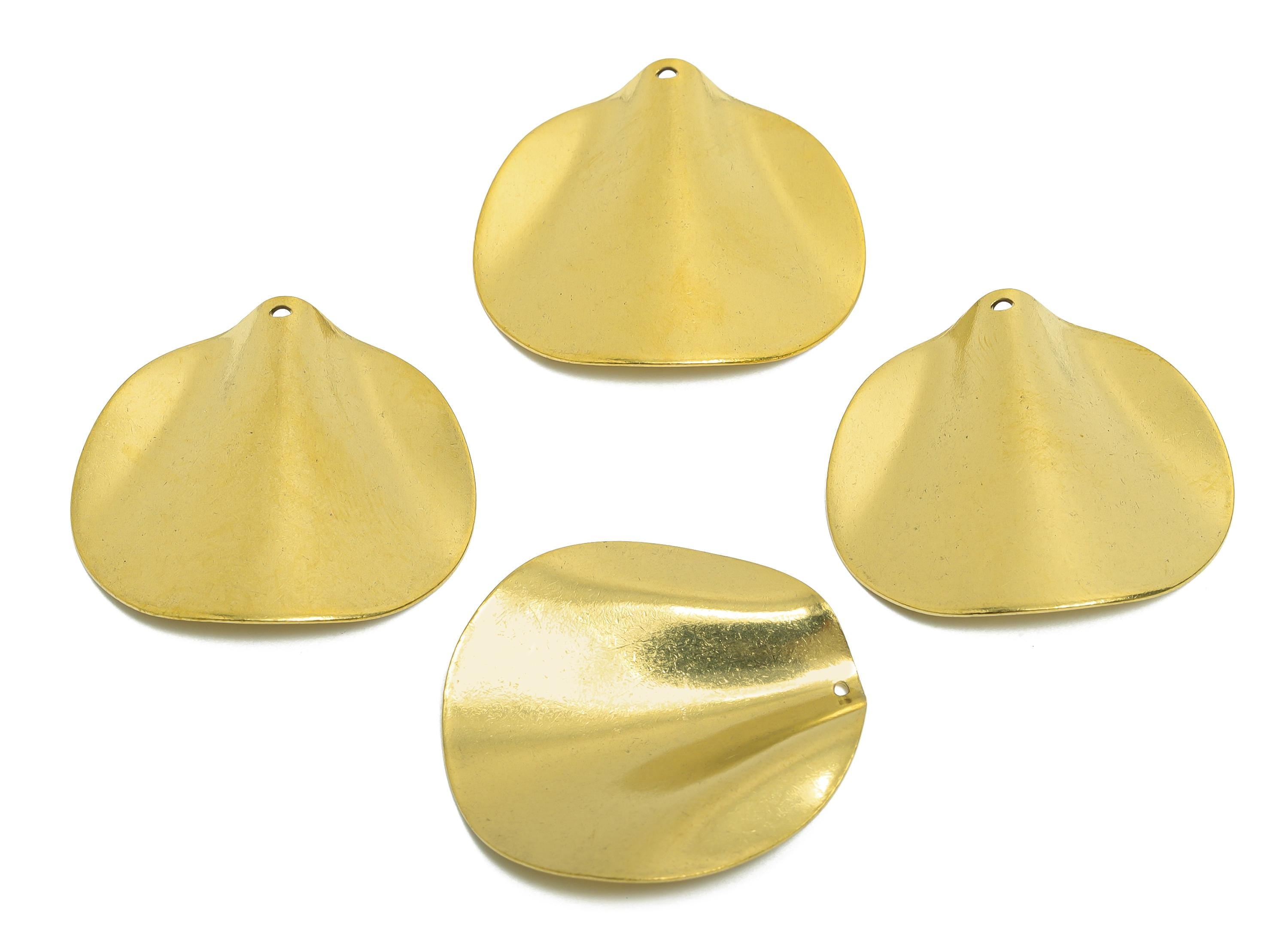 Brass Bold Round Pendant - Raw Brass Fold Minimalist Sculpted Pendant - Brass Contemporary Pendant with Smooth Finish - 33.6x33x4mm- PP10808 - DOMEDBAZAAR