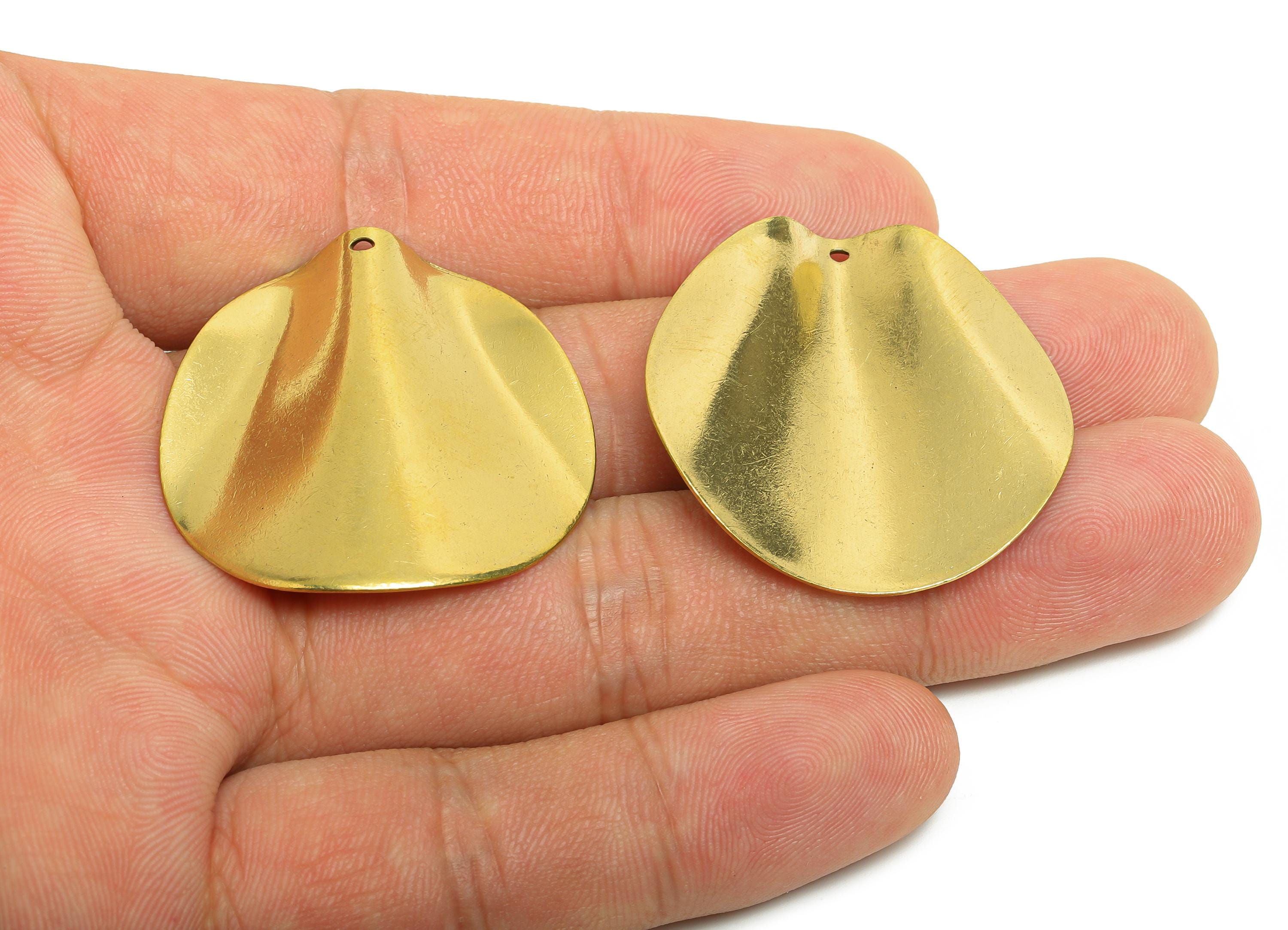 Brass Bold Round Pendant - Raw Brass Fold Minimalist Sculpted Pendant - Brass Contemporary Pendant with Smooth Finish - 33.6x33x4mm- PP10808 - DOMEDBAZAAR