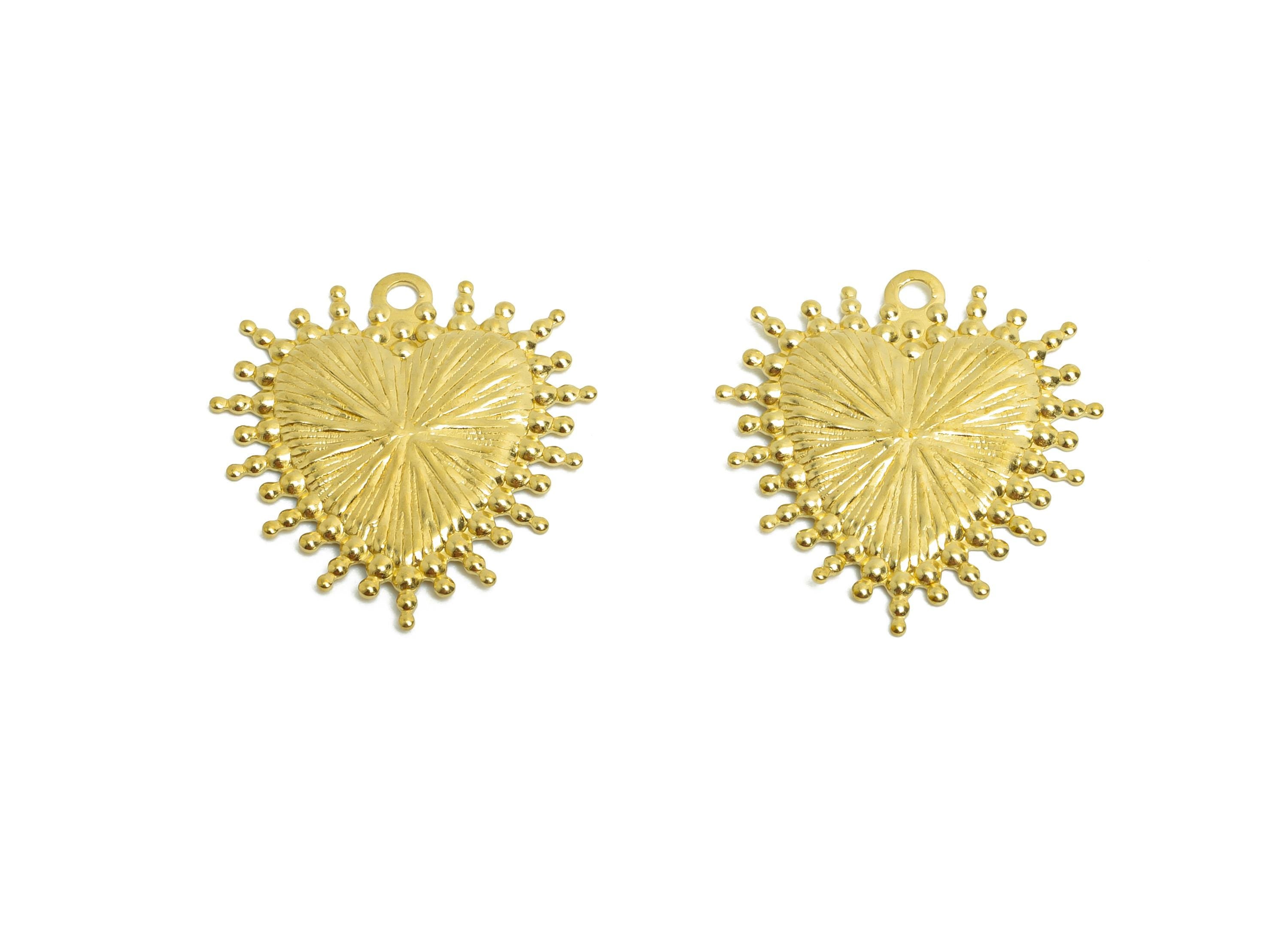 Brass Heart Earring Charm - Raw Brass Minimalist Heart Charm - Brass Textured Heart Jewelry - Elegant Charm - 19x17.5x1.1mm - PP10777 - DOMEDBAZAAR