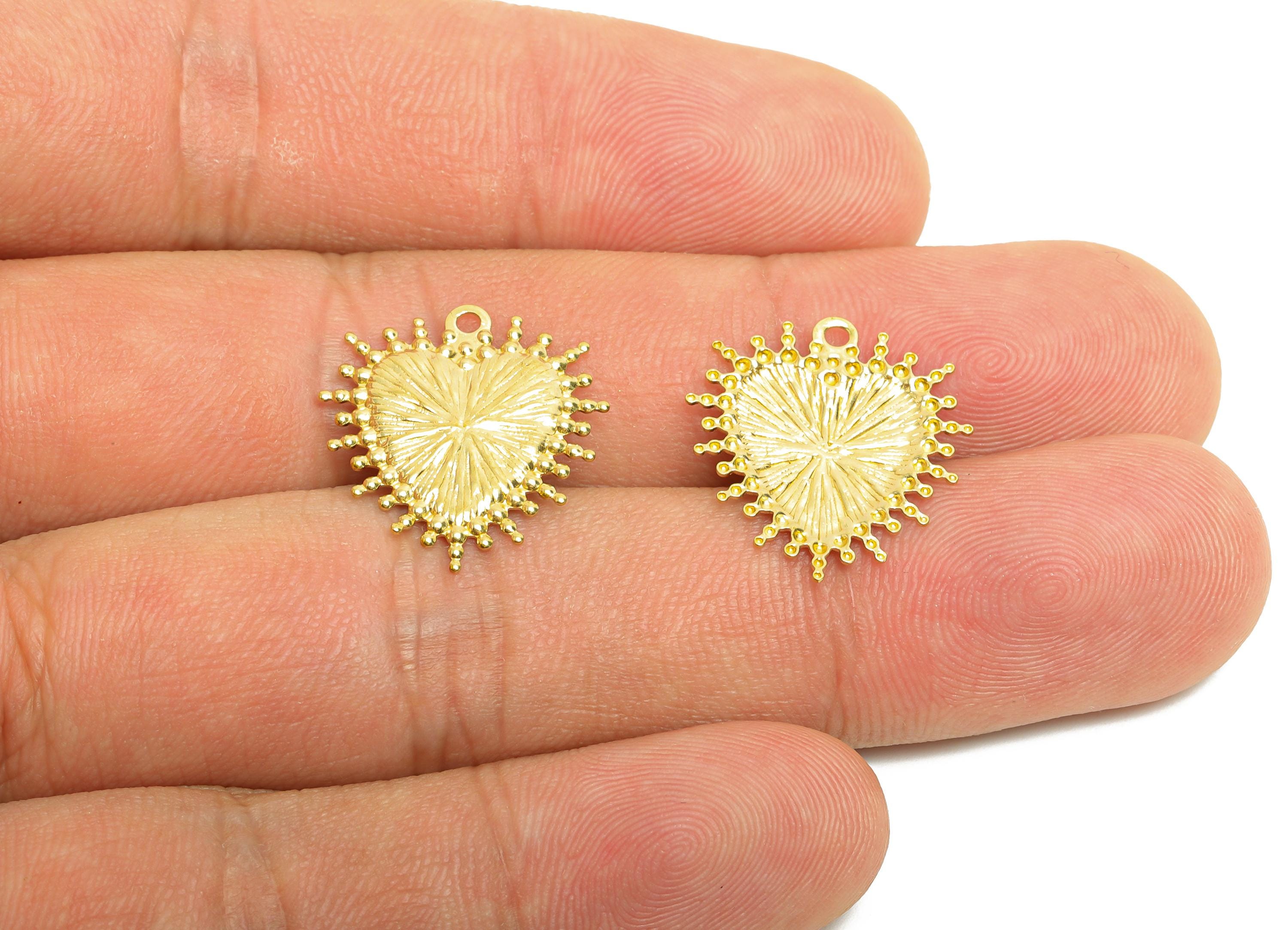 Brass Heart Earring Charm - Raw Brass Minimalist Heart Charm - Brass Textured Heart Jewelry - Elegant Charm - 19x17.5x1.1mm - PP10777 - DOMEDBAZAAR