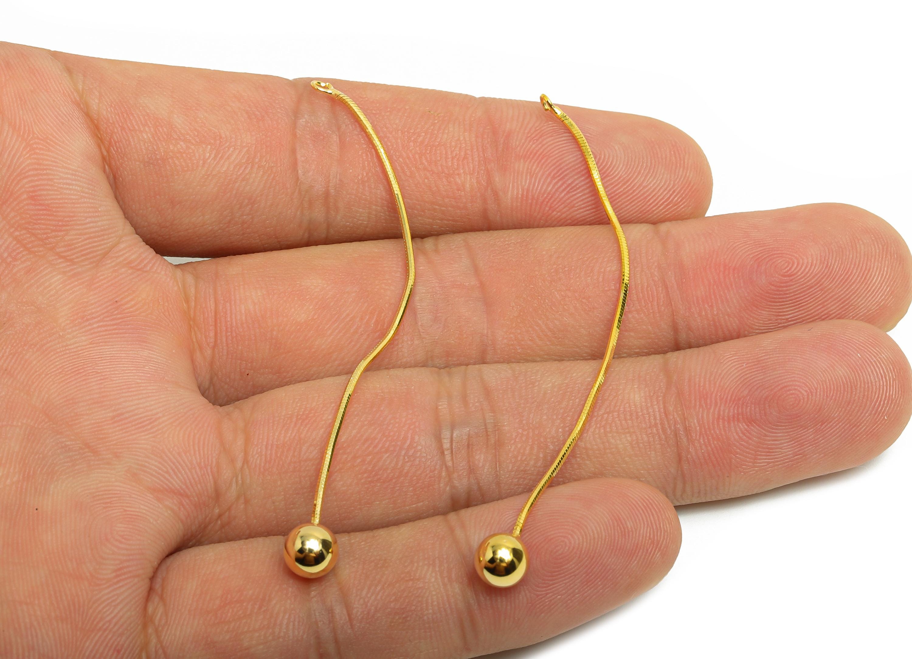 Ball Dangle Earring Charm - Brass Gold Minimalist Hanging Bead Charm - Ball Drop Pendant - 18K Real Gold Plated - 65x5x5mm - RGP10009 - DOMEDBAZAAR