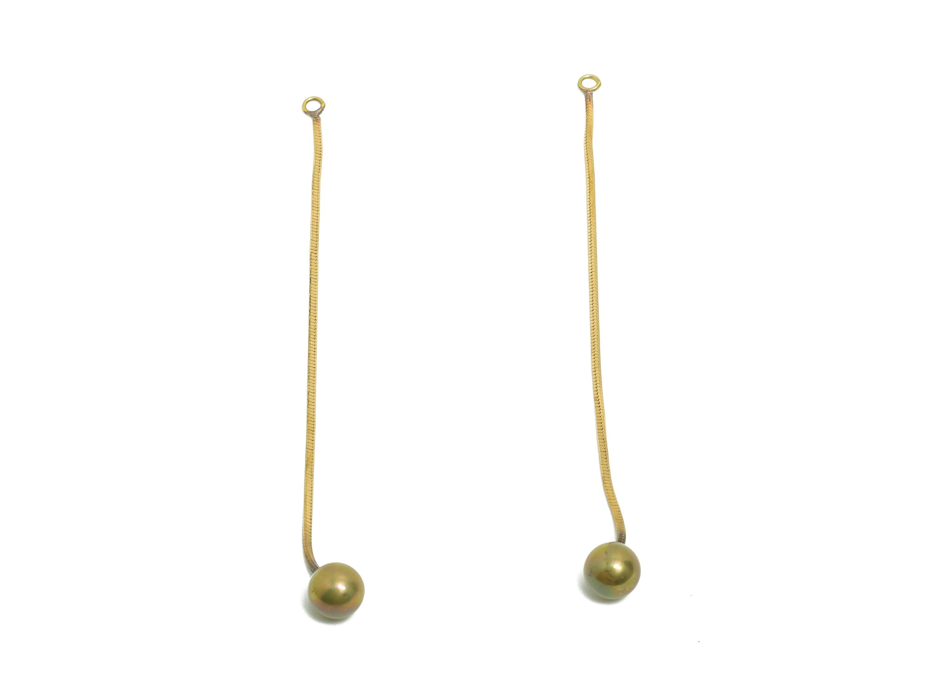 Brass Ball Dangle Earring Charm - Raw Brass Minimalist Hanging Bead Charm - Brass Chain Ball Drop Pendant - 65x5x5mm - PP10763 - DOMEDBAZAAR