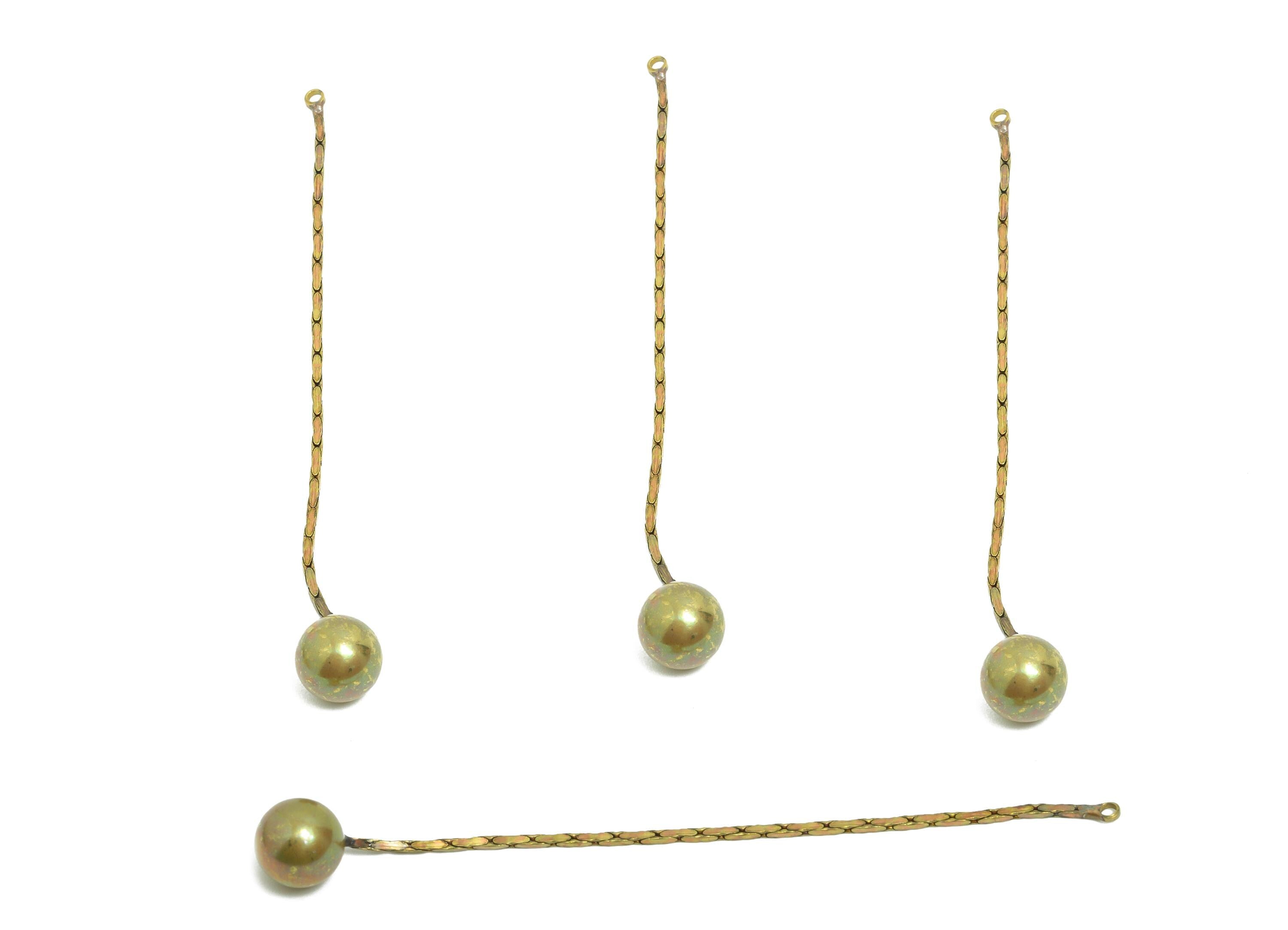 Brass Ball Dangle Earring Charm - Raw Brass Minimalist Hanging Bead Charm - Brass Chain Link Drop Pendant - 75x7.68x7.68mm - PP10764 - DOMEDBAZAAR