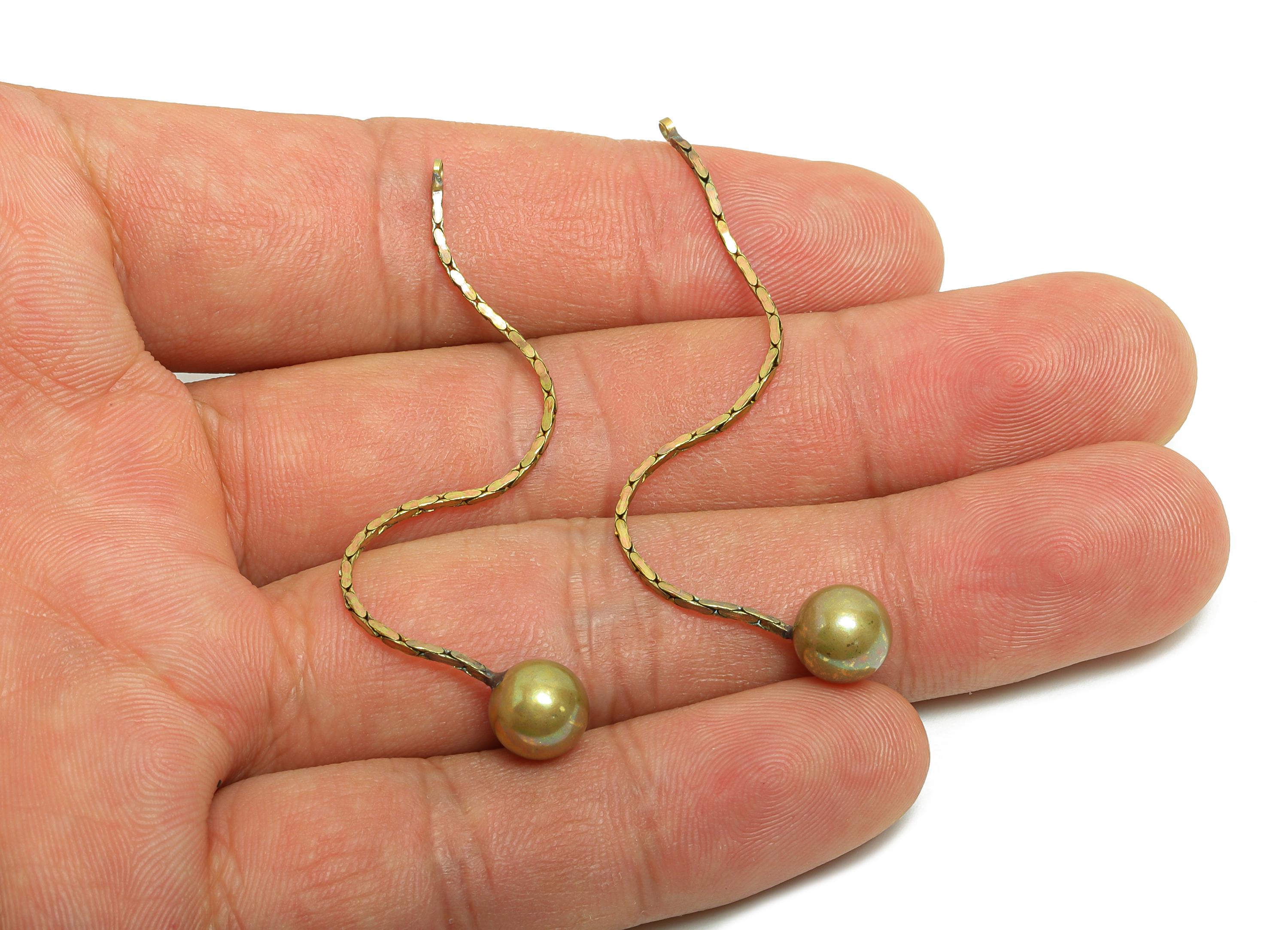 Brass Ball Dangle Earring Charm - Raw Brass Minimalist Hanging Bead Charm - Brass Chain Link Drop Pendant - 75x7.68x7.68mm - PP10764 - DOMEDBAZAAR
