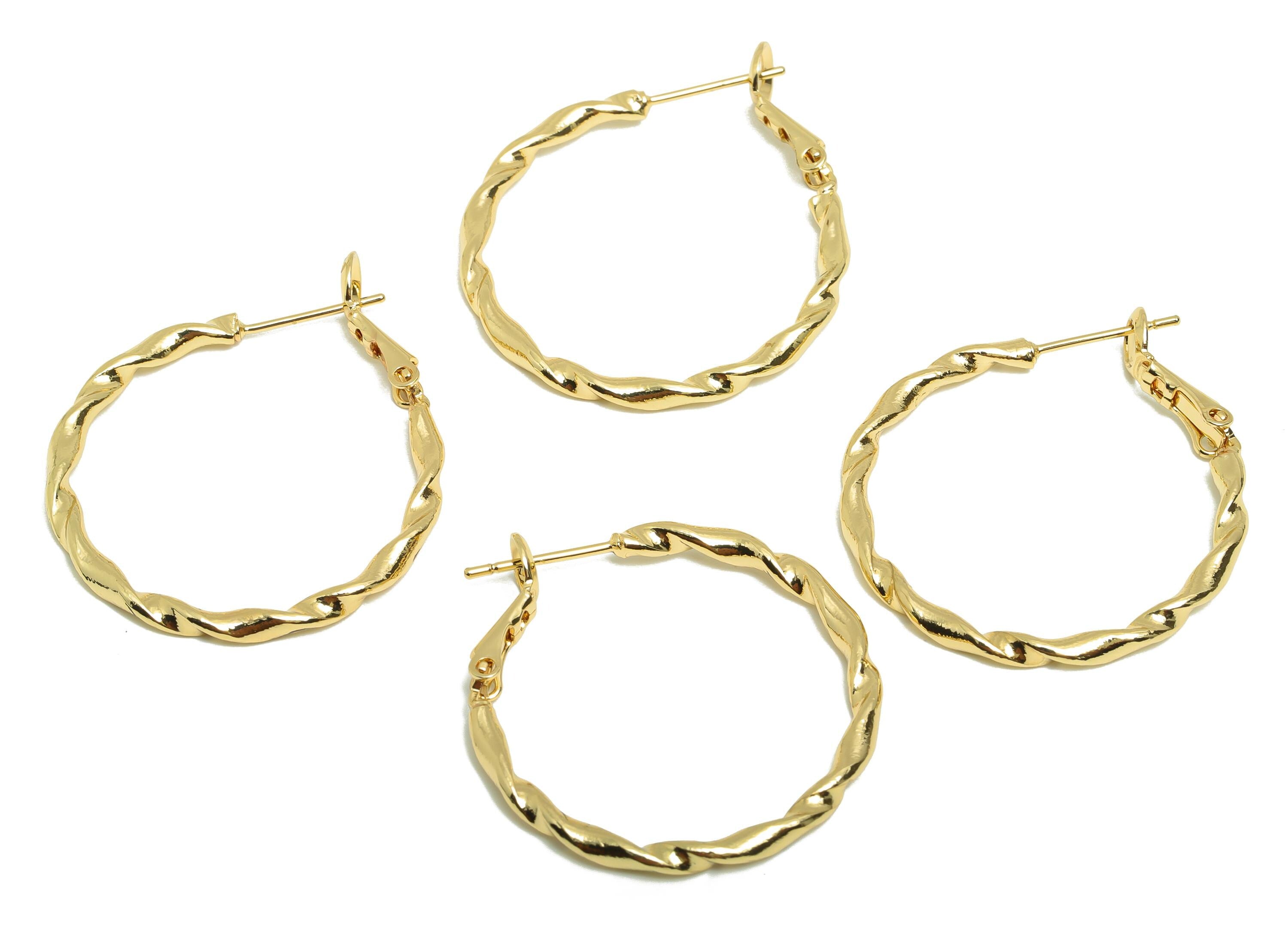 Brass Twisted Hoop Ear - Gold Huggie Earring for Girl's - Wave Round Daily Wear Earring - 18K Real Gold Plated - 30.63x30.08x2.15mm- RGP9009 - DOMEDBAZAAR