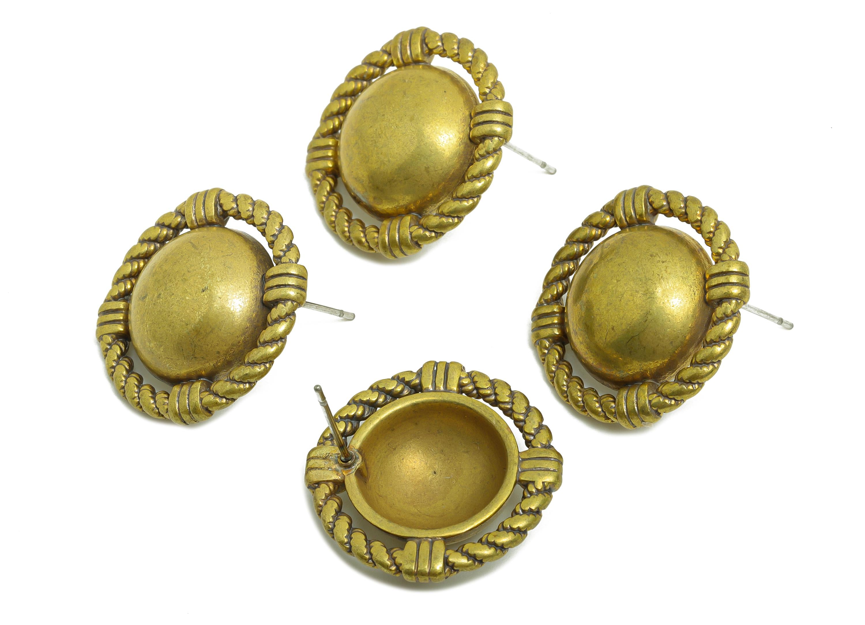 Vintage Rope Twist Stud Earrings - Raw Brass Classic Earrings Rope Earring Post - Brass Antique Dome Earring - 23.48x23.48x6mm - PP10829 - DOMEDBAZAAR