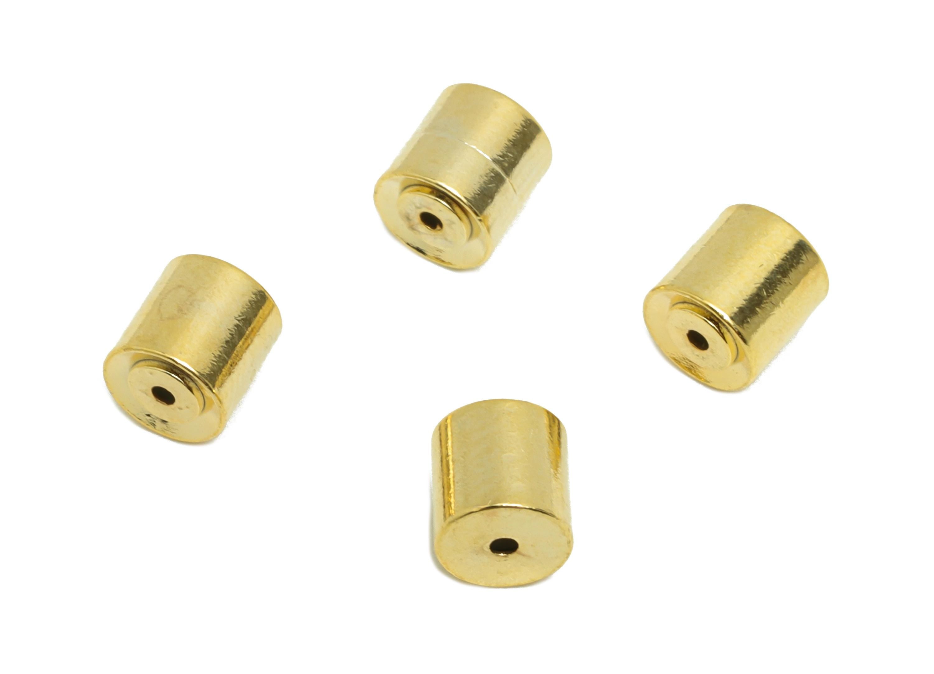 Brass Cylinder Ear Stopper - Spades Earring Back - Cylinder Ear Backs for Stud Earring - 18K Real Gold Plating - 4.9x4.85x4.9mm - RGP8752 - DOMEDBAZAAR