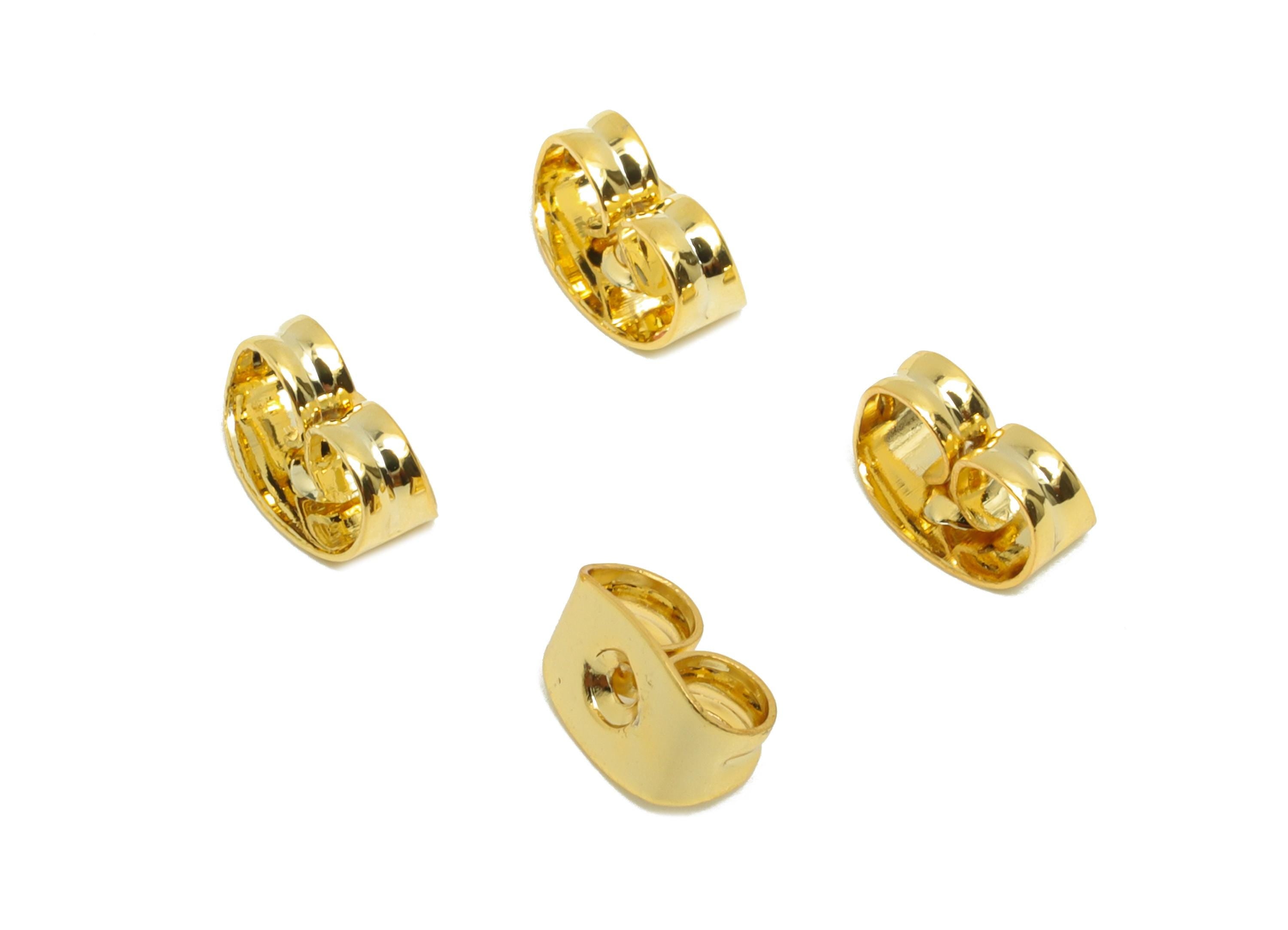 Brass Earring Stopper - Minimalist Spades Earring Back - Earring Backs for Stud Earring - 18K Real Gold Plating - 6.6x3.75x3.5mm - RGP8766 - DOMEDBAZAAR