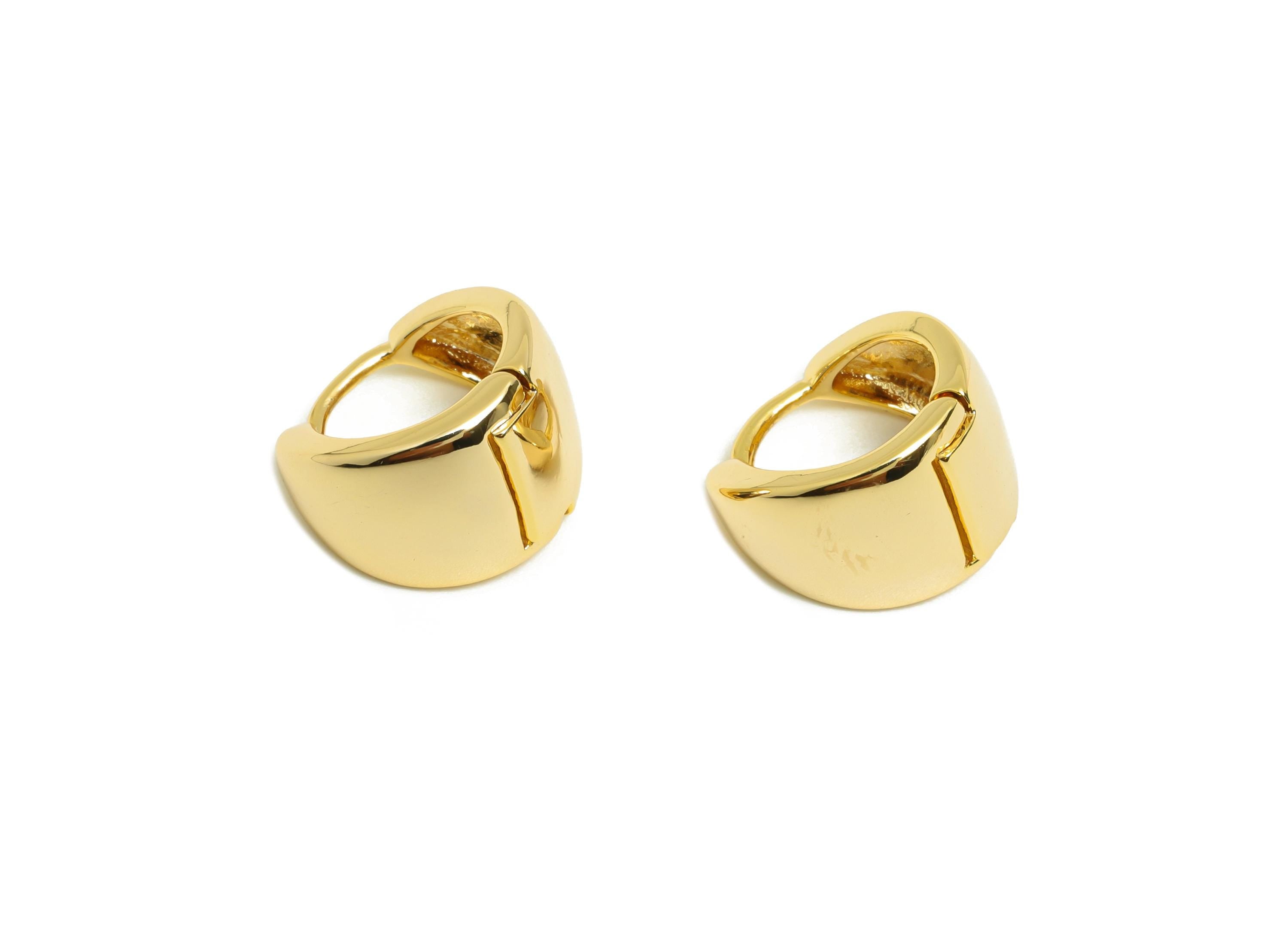 Brass Round Hoop Earring - Gold Huggie Earring for Girl's - Thick Circle Daily Wear Ear - 18K Real Gold Plated - 14.07x9.88x2.12mm - RGP9017 - DOMEDBAZAAR