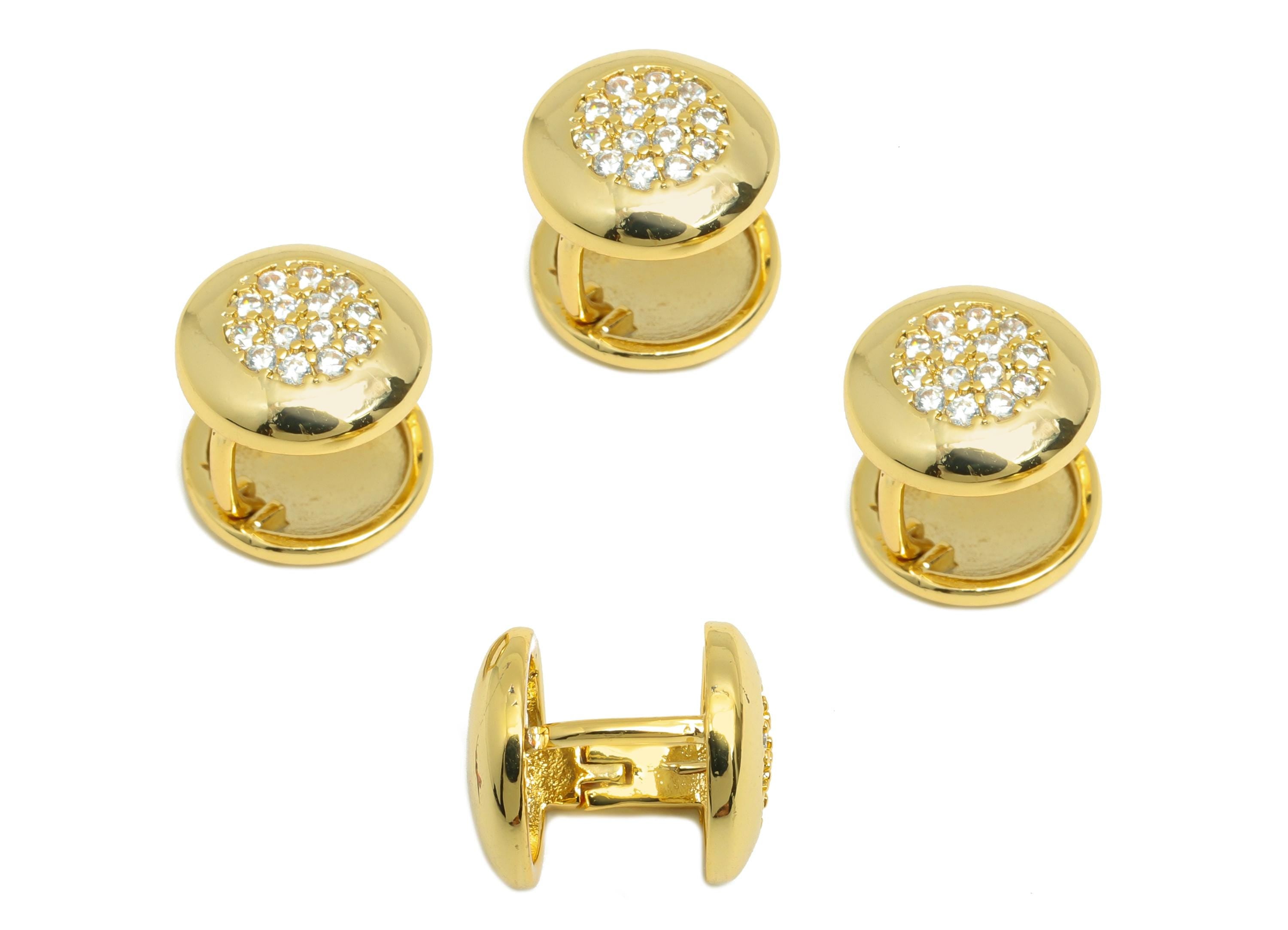 Brass Round Hoop Earring - Gold Zircon Cylinder Huggie Earring - Daily Wear Earring - 18K Real Gold Plating - 11.45x10.13x1.43mm - RGP9018 - DOMEDBAZAAR