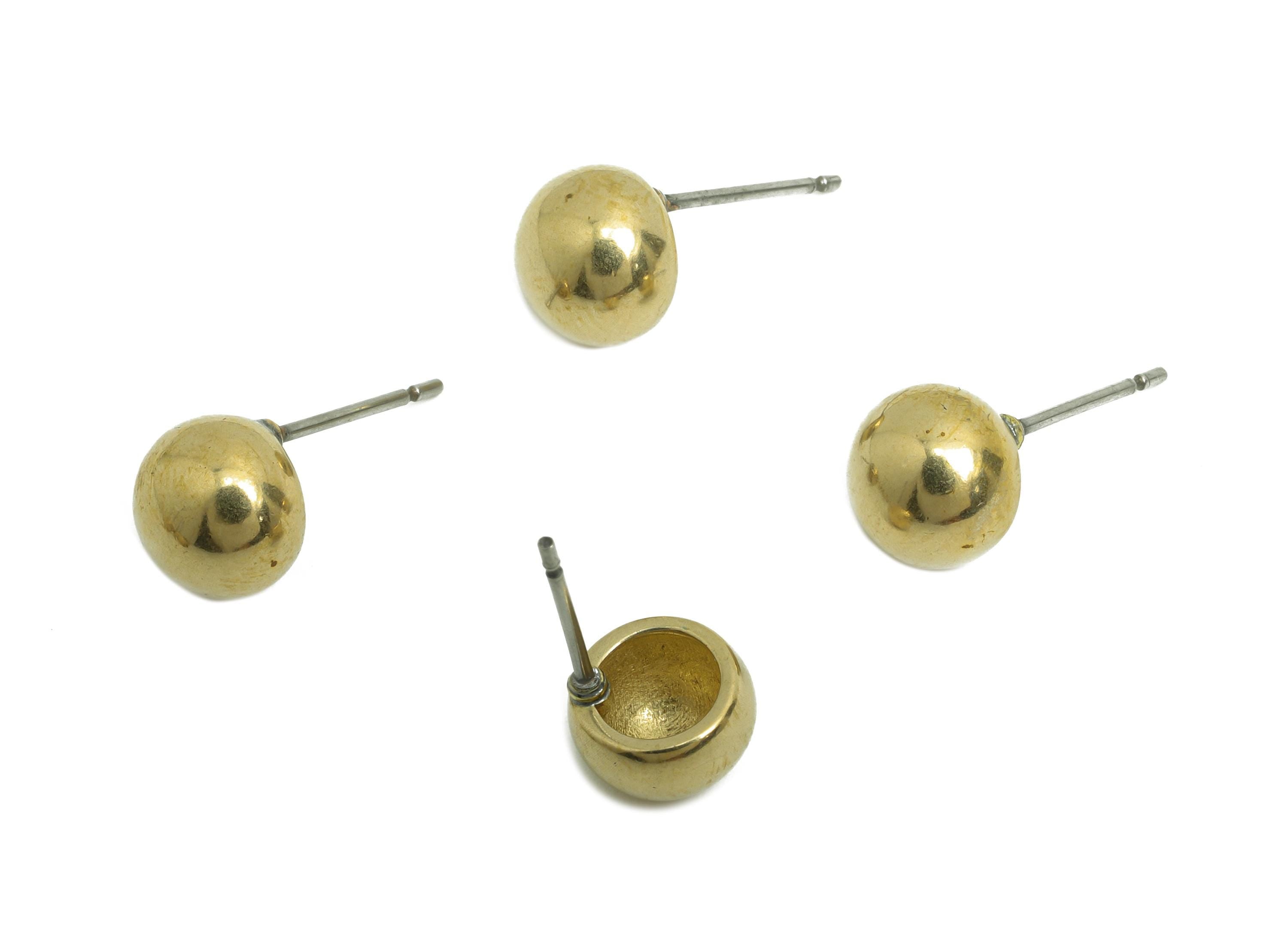 Brass Classic Stud Earring - Raw Brass Minimalist Geometry Earring Post - Everyday Wear Jewelry - Small Stud Earring - 7.6x7.6x4mm - PP10837 - DOMEDBAZAAR