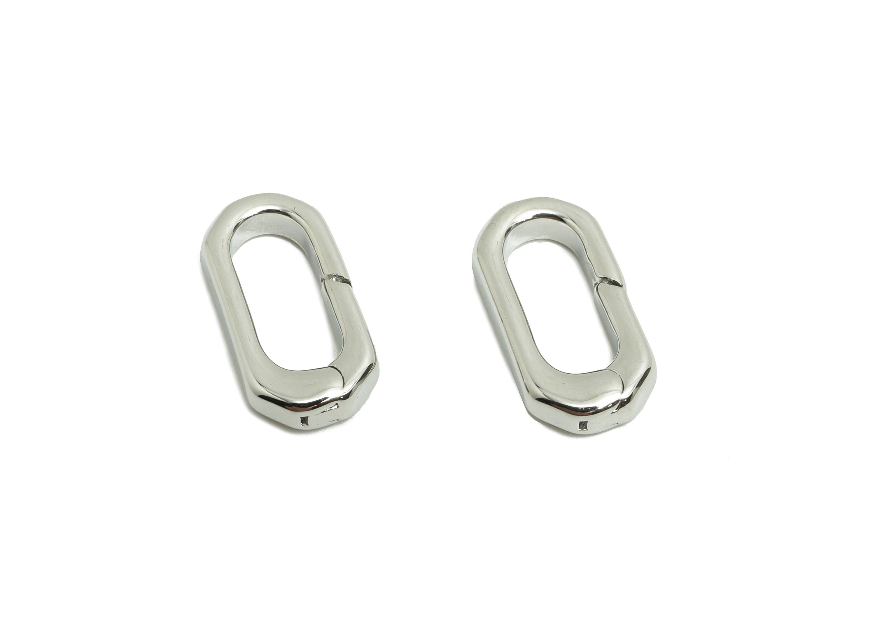 Brass Carabiner Clasp - Silver Connector Clasp - Brass Oval Carabiner Link - Keychain Link Component - DIY Clasp - 16.44x8x2mm - RGP10135 - DOMEDBAZAAR