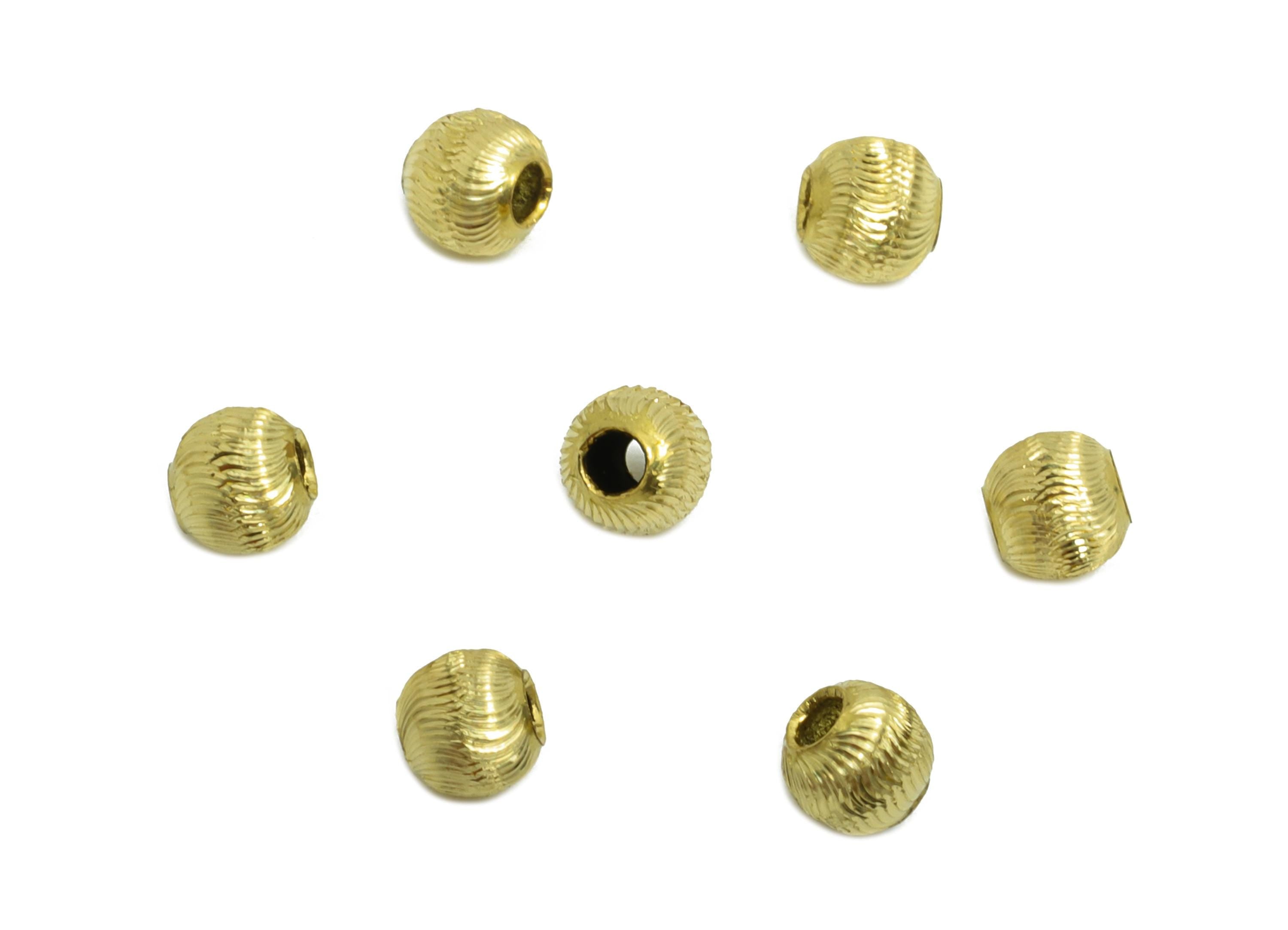 Brass Textured Beads - Raw Brass Metal Space Beads for Necklace - Brass Hollow Spherical Bead - Textured Ball Bead - 4x3.4x3.4mm - PP10848 - DOMEDBAZAAR