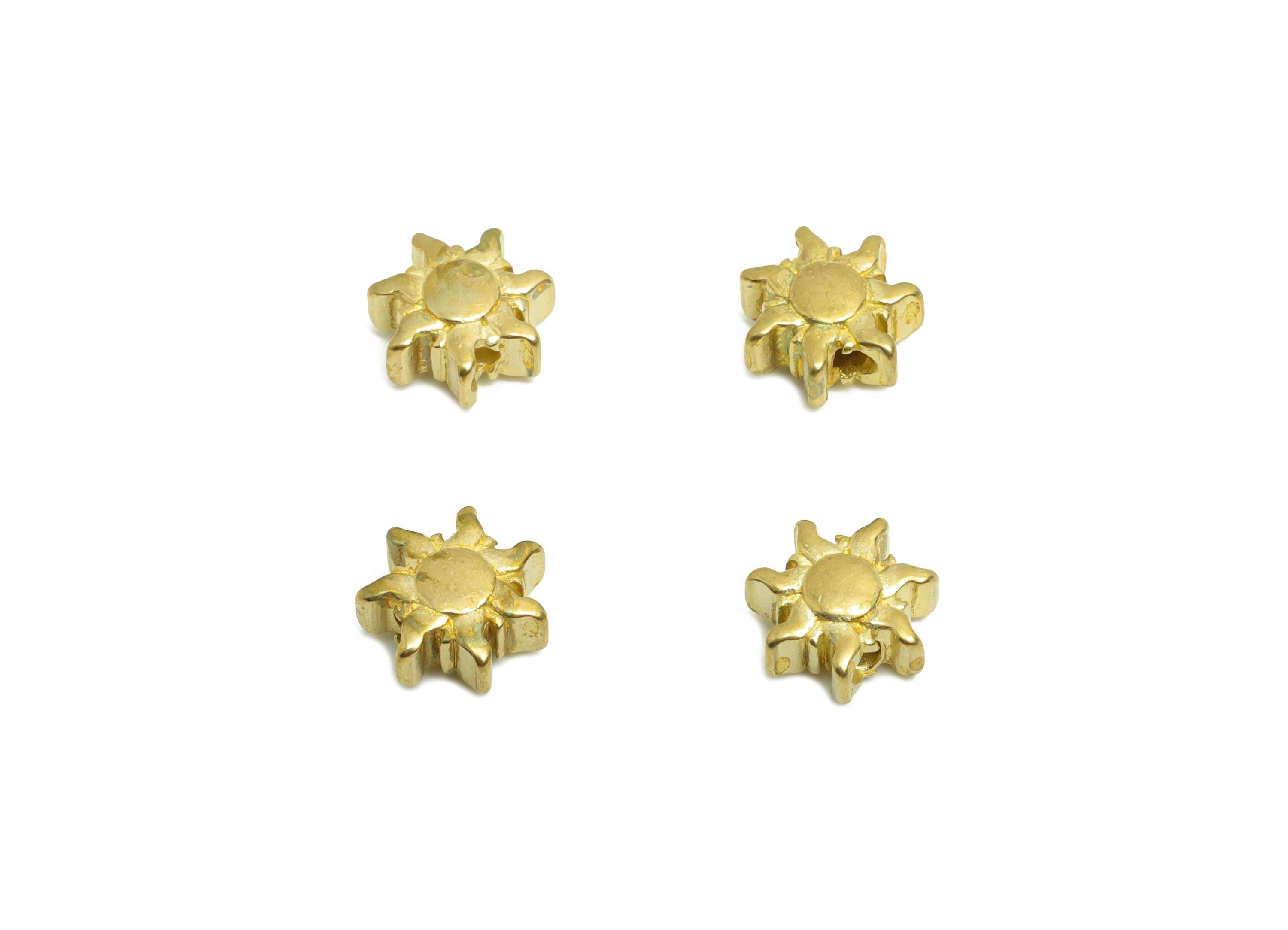 Brass Sun Beads - Raw Brass Metal Space Beads for Necklace - Brass Sunshine Hollow Spherical Bead - Sunflower Bead - 7.77x7.77x3mm - PP10847 - DOMEDBAZAAR