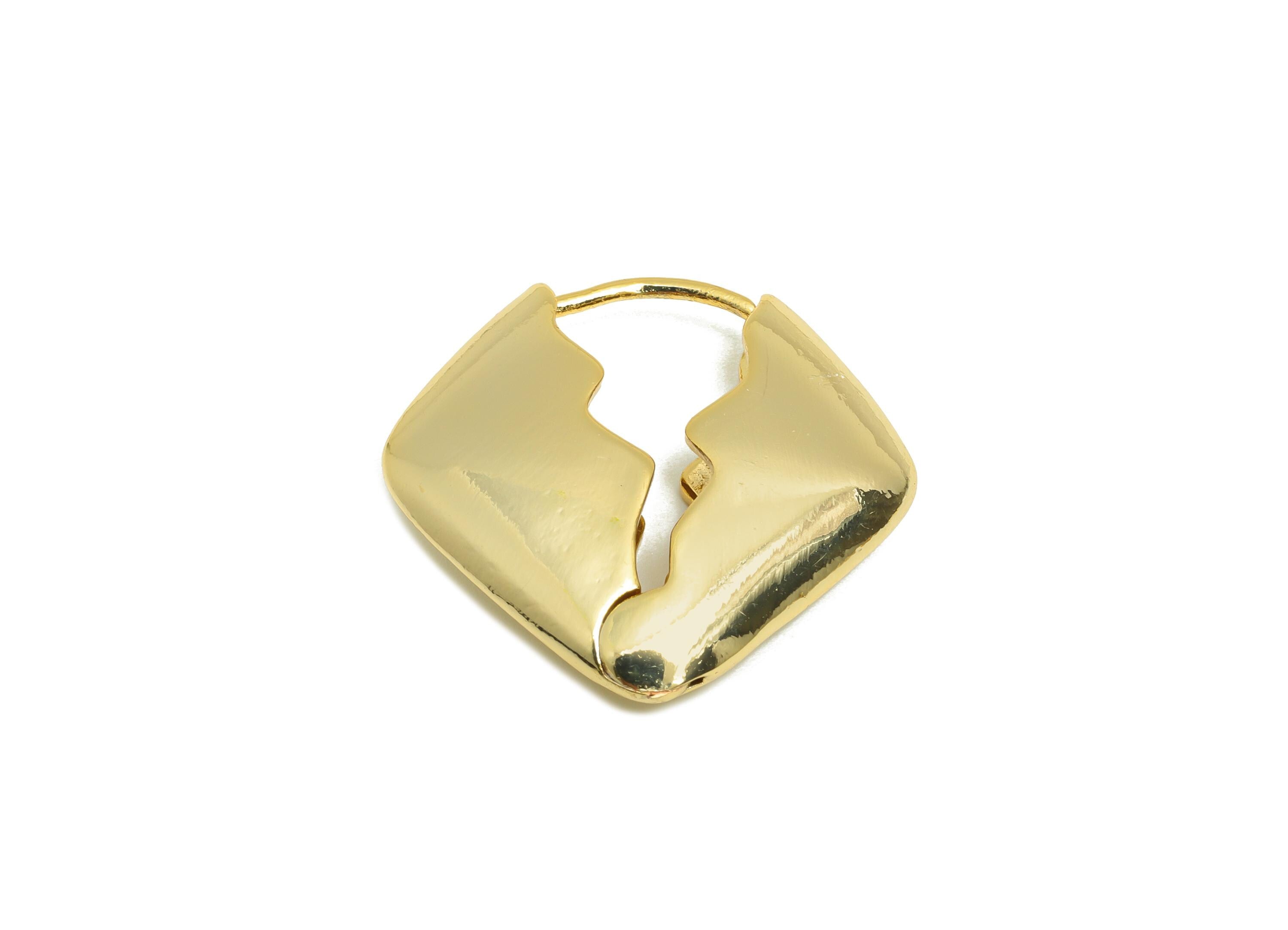 Brass Broken Triangle Earring - Gold Huggie Hoop Earring - Sawtooth Daily Wear Earring - 18K Real Gold Plated - 24.61x23.58x5.8mm - RGP9040 - DOMEDBAZAAR