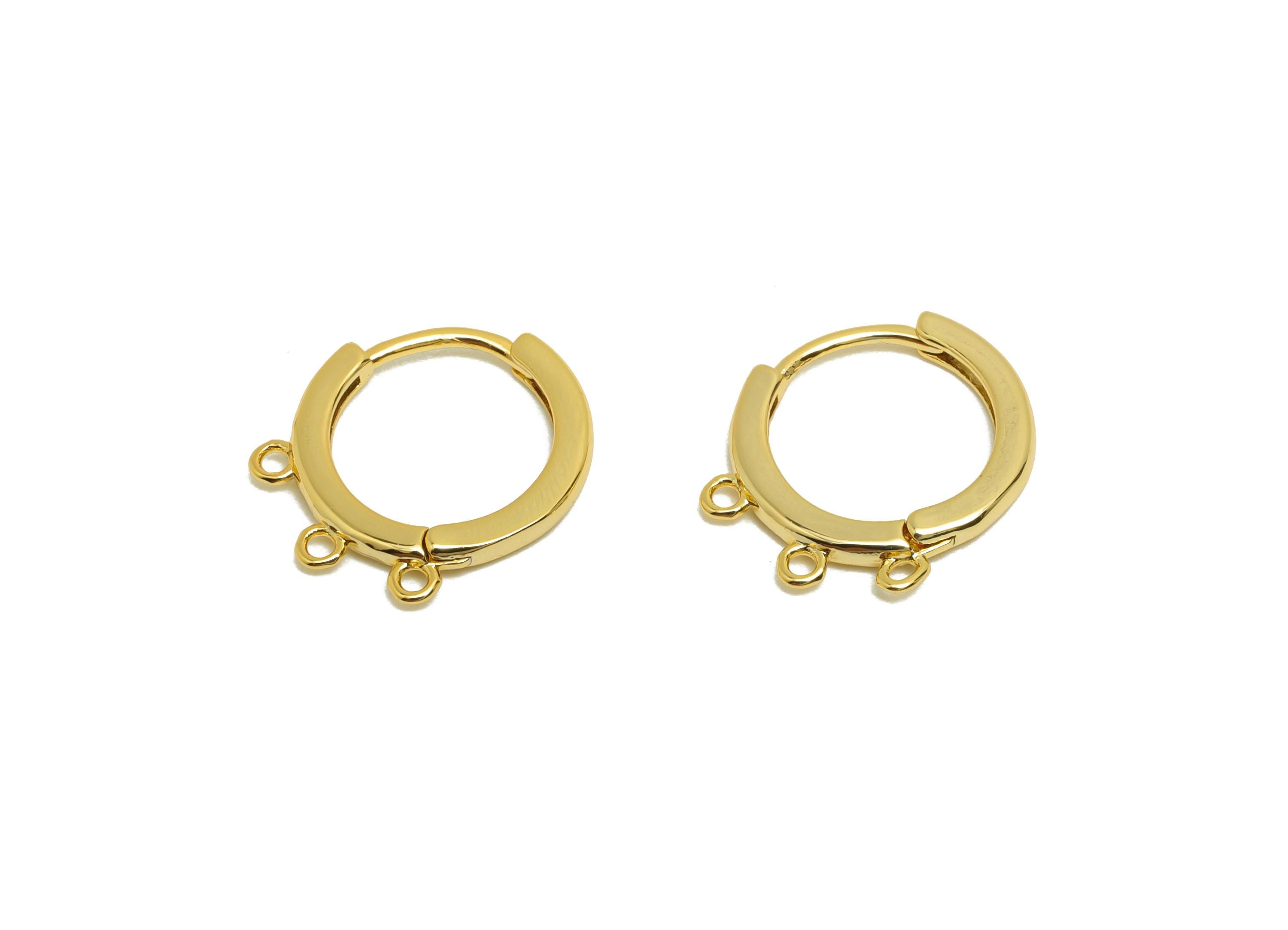 Brass Round Huggie Earring - Gold Hoop Earring for Women - Daily Wear Earring with 3 Loop - 18K Real Gold Plating - 15x13.2x1.6mm - RGP8776 - DOMEDBAZAAR