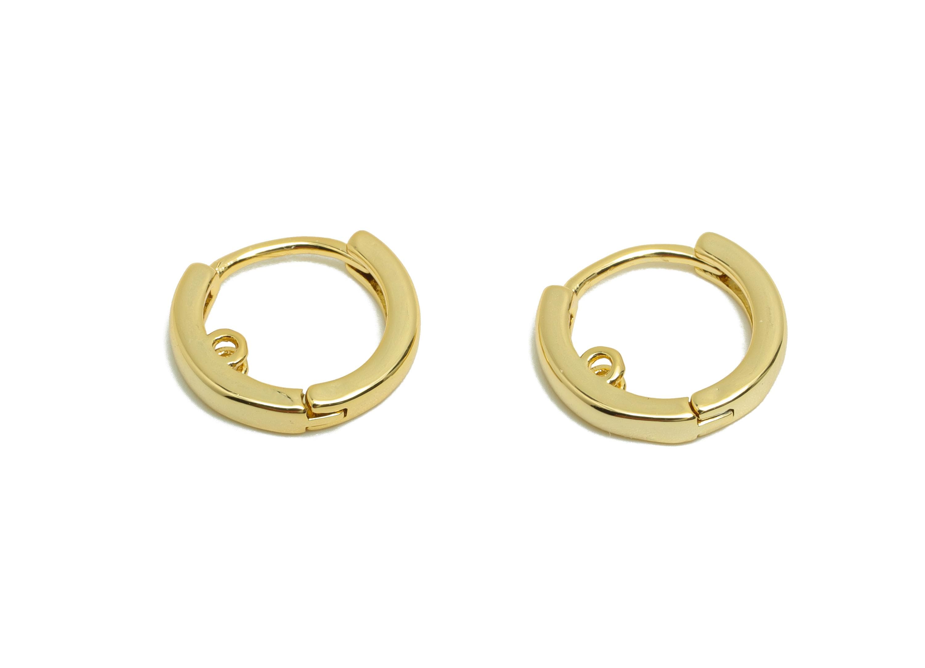 Brass Round Huggie Earring - Gold Hoop Earring for Women - Daily Wear Earring with Loop - 18K Real Gold Plating - 12.3x11.3x2.6mm - RGP8777 - DOMEDBAZAAR