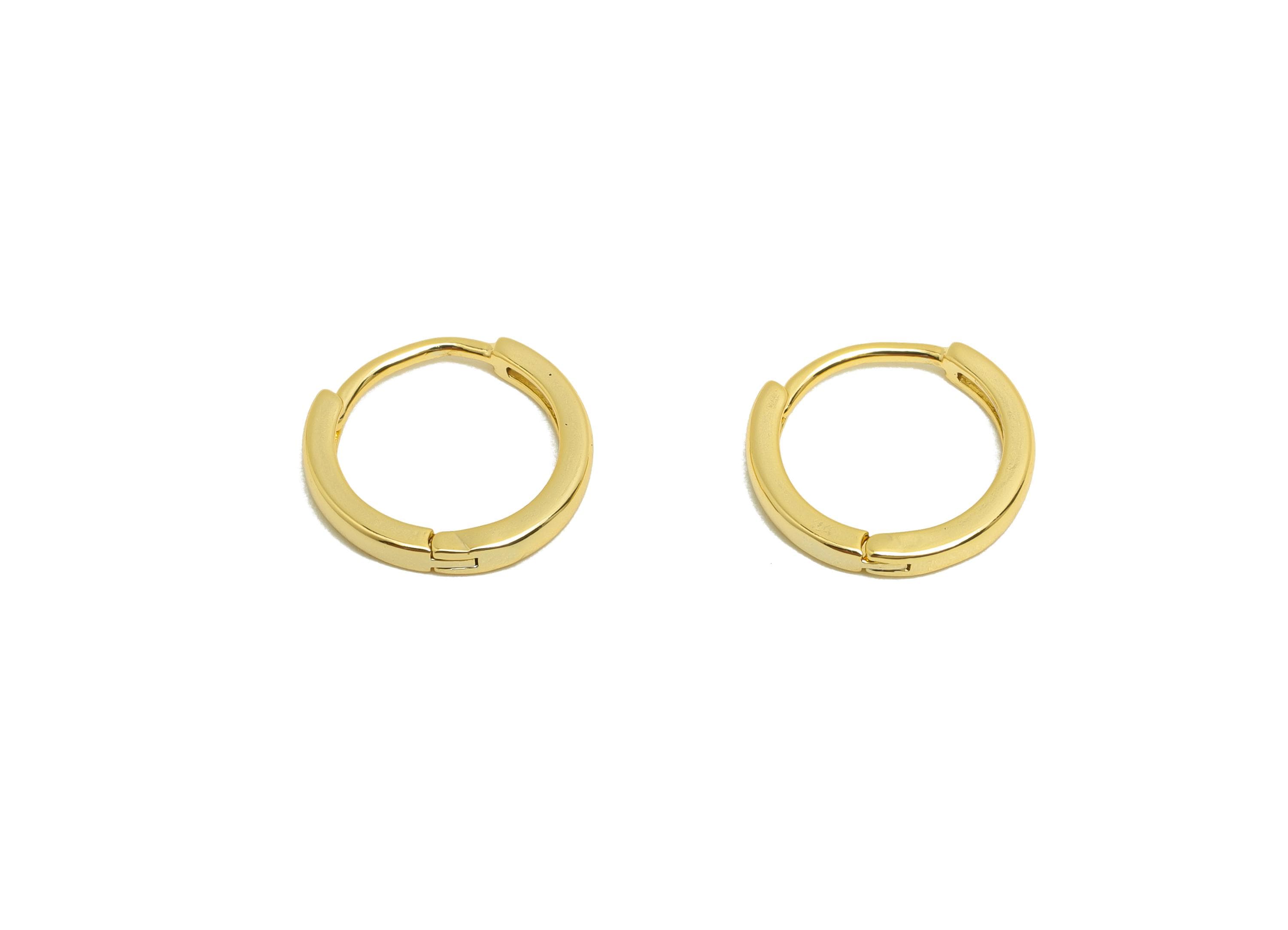 Brass Circle Huggie Earring - Gold Round Earring for Women - Minimalist Daily Wear Earring - 18K Real Gold Plating -12x11.4x1.74mm - RGP8784 - DOMEDBAZAAR