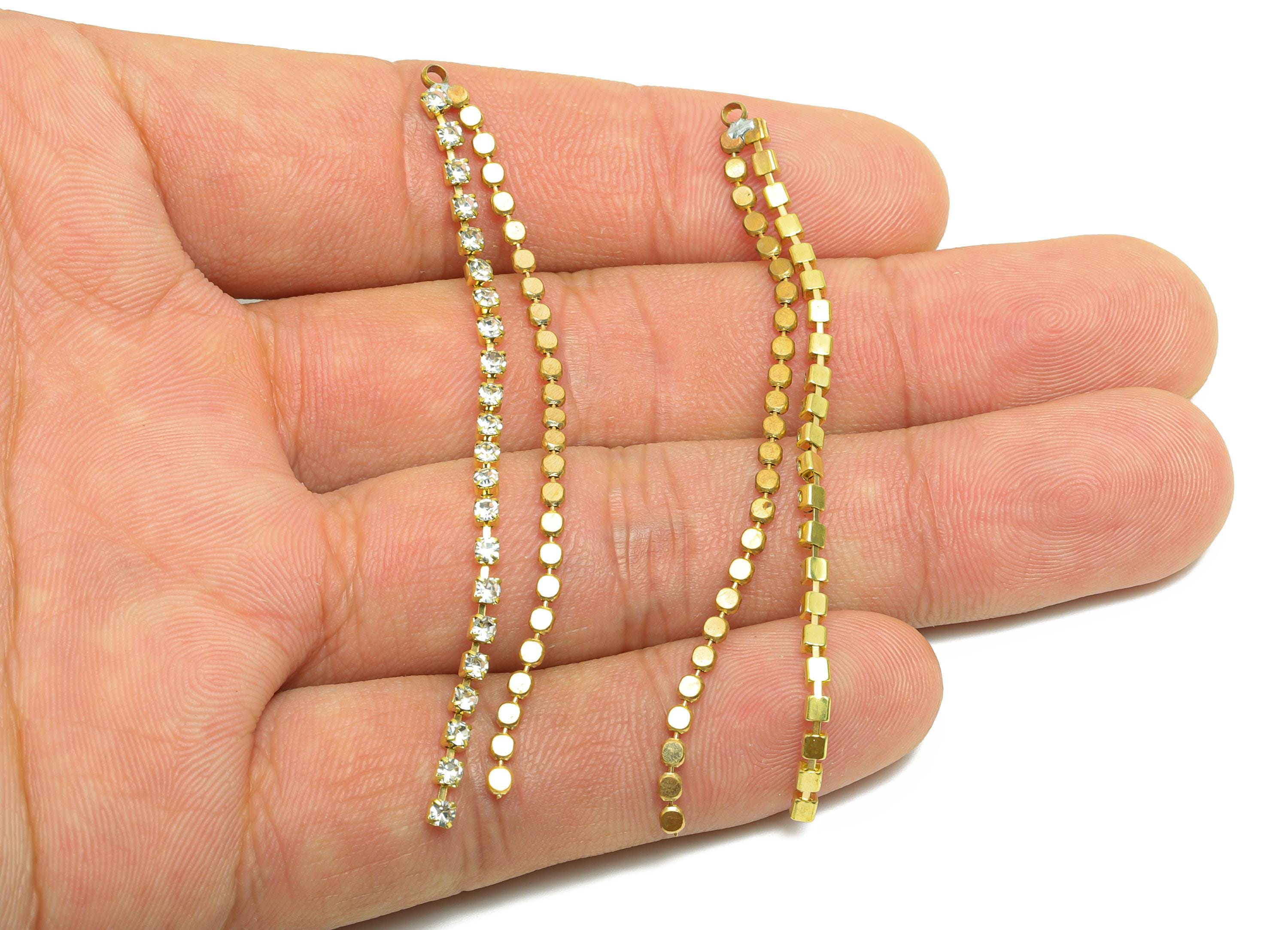 Brass CZ Tassel Earring Charm - Brass Tassel Wire Earring Charm - Tassel Charm - Cubic Zircon Charm - Gift For Her - 70x4x1mm - PP10762 - DOMEDBAZAAR