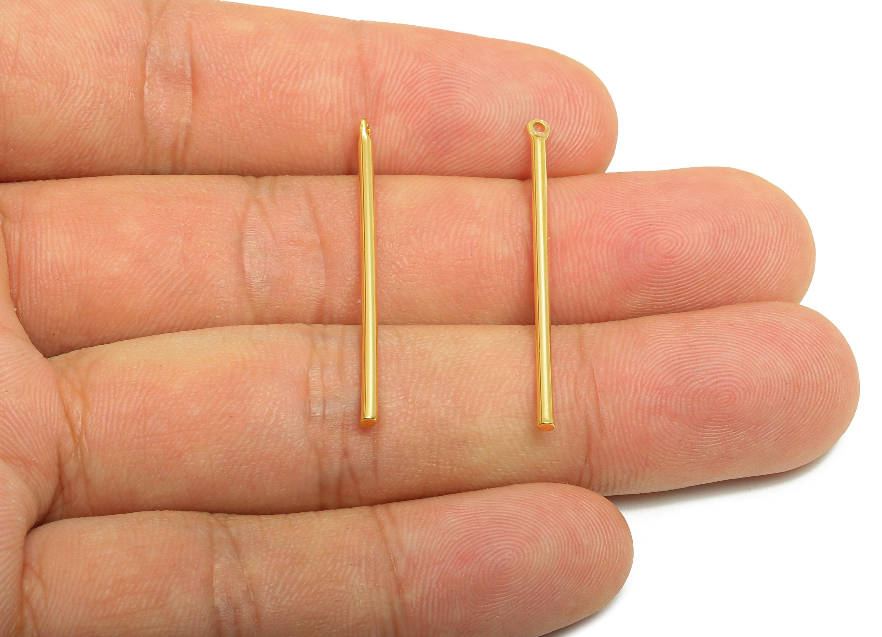 Brass Stick Earring Charm - Brass Bar Earring Charm - Wire Earring Charm - Stick Wire Charm - 18K Real Gold Plating - 35x1.5x1mm - RGP10201 - DOMEDBAZAAR