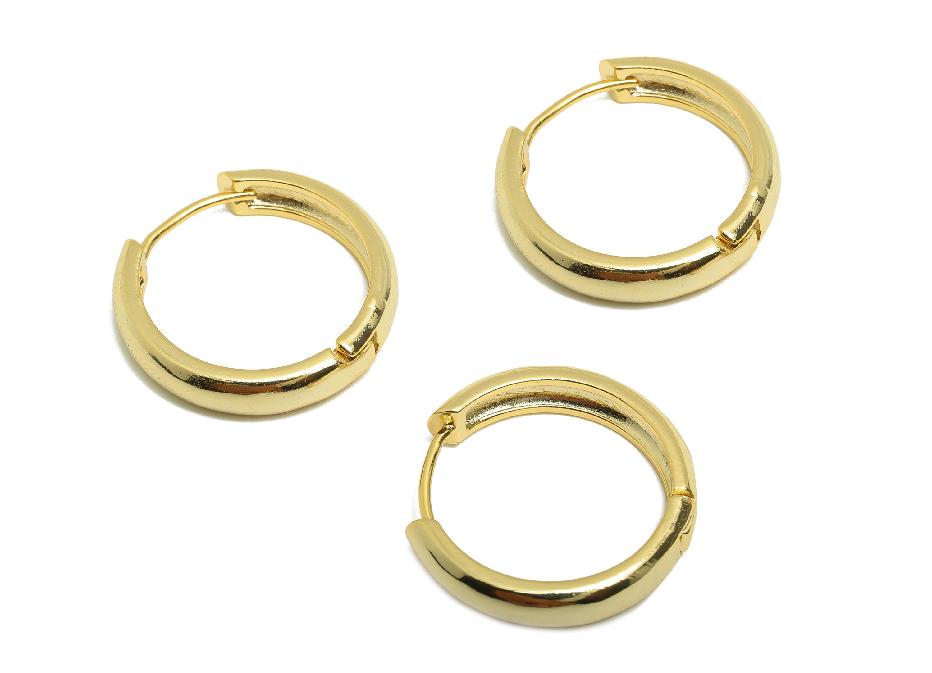 Brass Thick Hoop Earring - Gold Circle Huggie Earring - Minimalist Daily Wear Earring - 18K Real Gold Plating - 22.52x21.68x2.18mm - RGP9059 - DOMEDBAZAAR