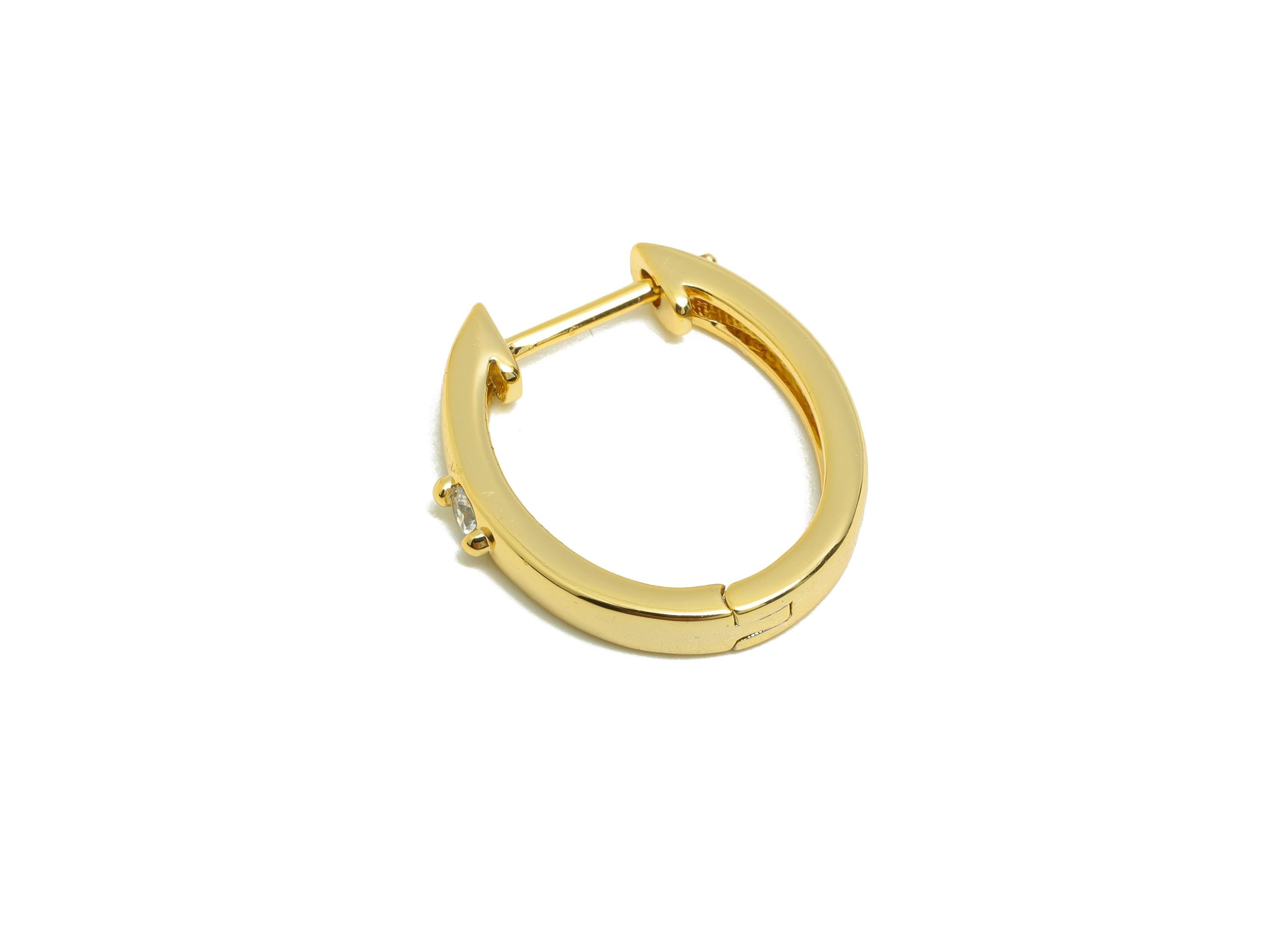 Brass Oval Huggie Earring - Gold Zircon Minimalist Earring - Daily Wear Hoop Earring - 18K Real Gold Plated - 17.64x16.66x1.66mmm - RGP9064 - DOMEDBAZAAR