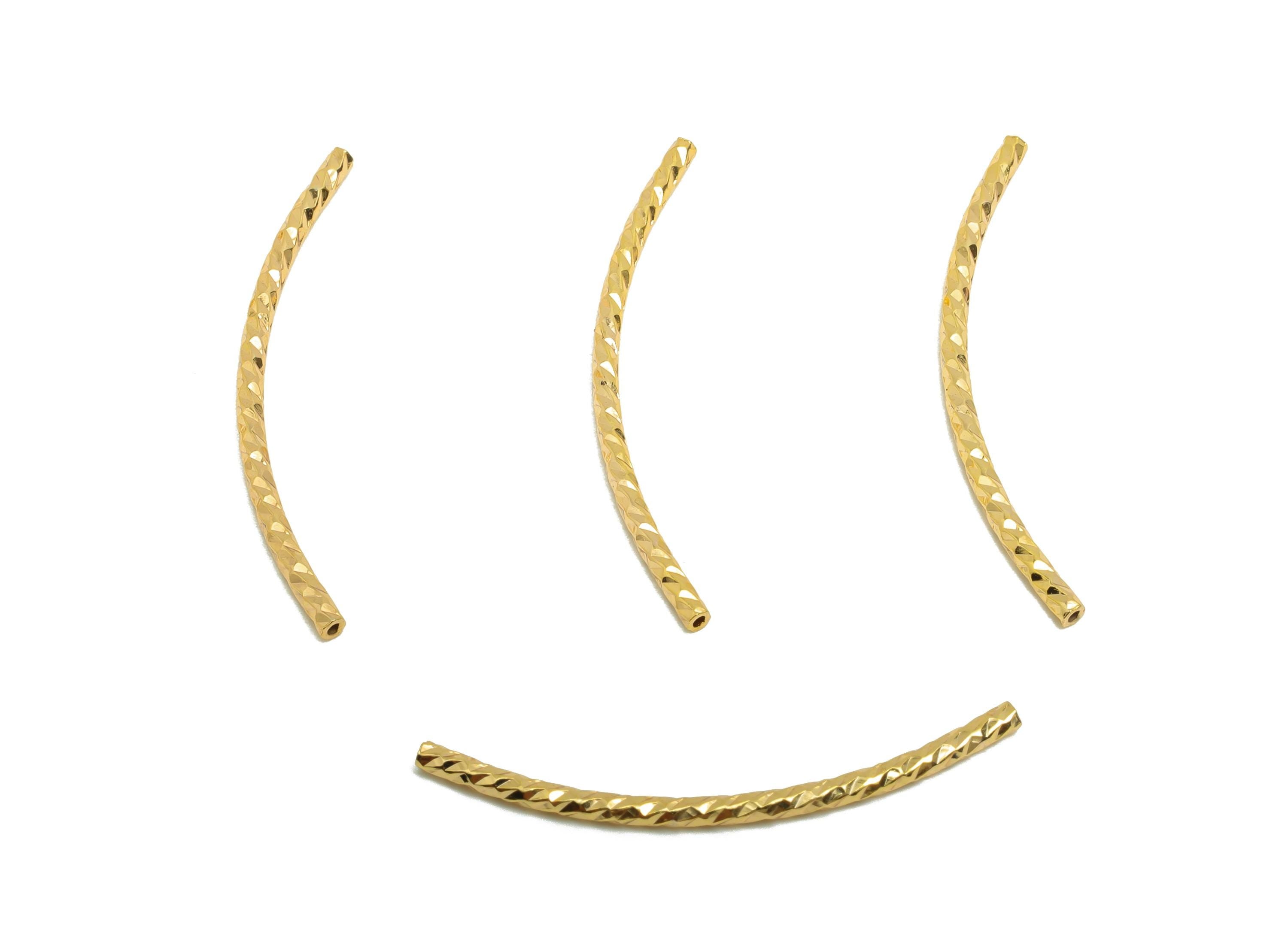 1.5*30 Twisted Chain Links Tube - Brass Textured Pipes for Tubes - Gold Twisted Chain Parts - 18K Real Gold Plated - 30x1.5x1.5mm - RGP10198 - DOMEDBAZAAR