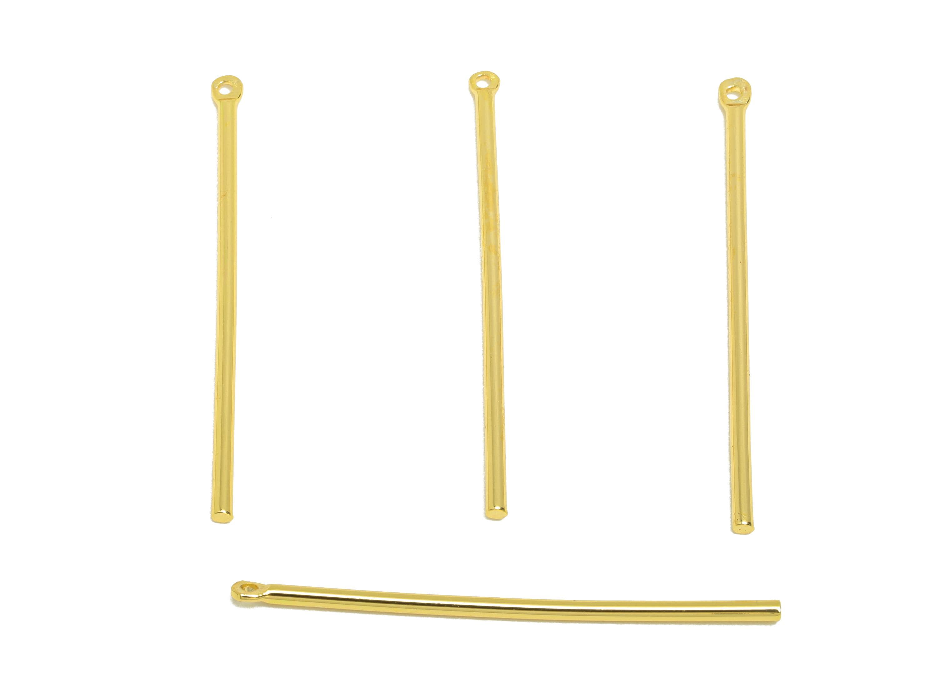 Brass Stick Earring Charm - Brass Minimalist Gold Bar Pendant - Bar Necklace Charm - Gold Jewelry- 18K Real Gold Plated - 40x1x1mm -RGP10200 - DOMEDBAZAAR