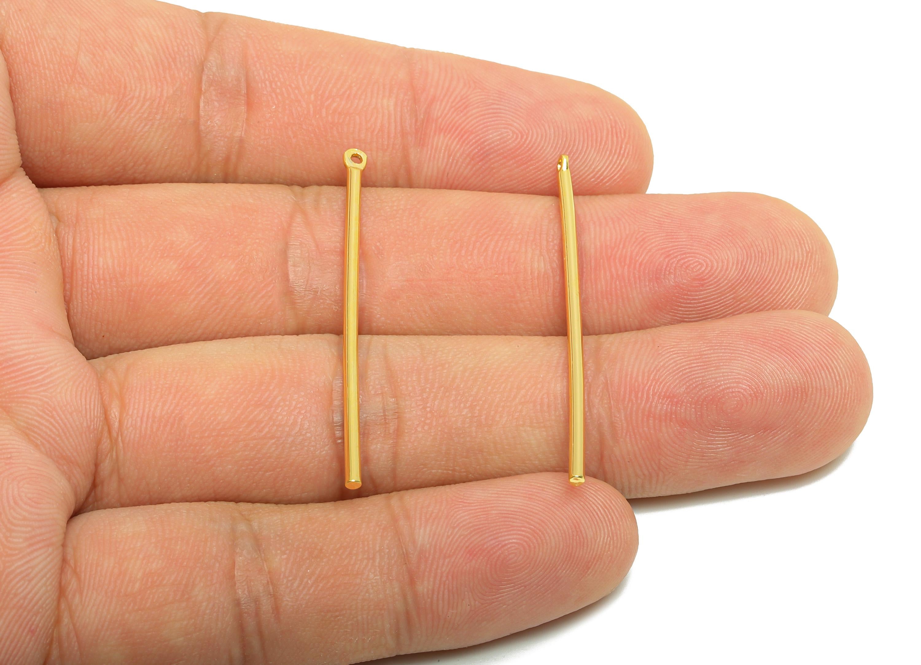 Brass Stick Earring Charm - Brass Minimalist Gold Bar Pendant - Bar Necklace Charm - Gold Jewelry- 18K Real Gold Plated - 40x1x1mm -RGP10200 - DOMEDBAZAAR
