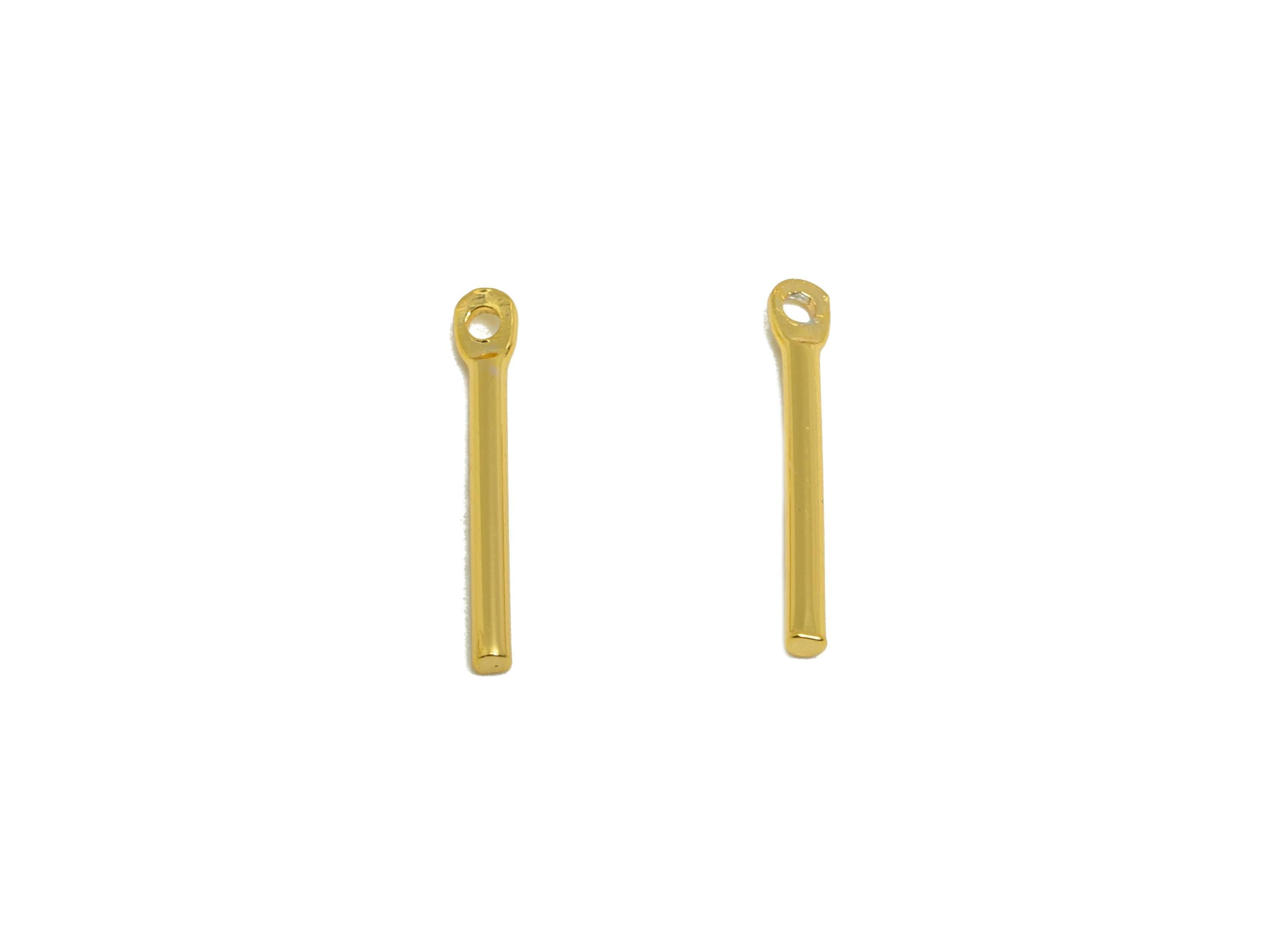 1.2*14mm Stick Earring Charm - Brass Minimalist Gold Bar Pendant - Bar Necklace Charms - Gold Jewelry- 18K Real Gold Plating - RGP10210 - DOMEDBAZAAR