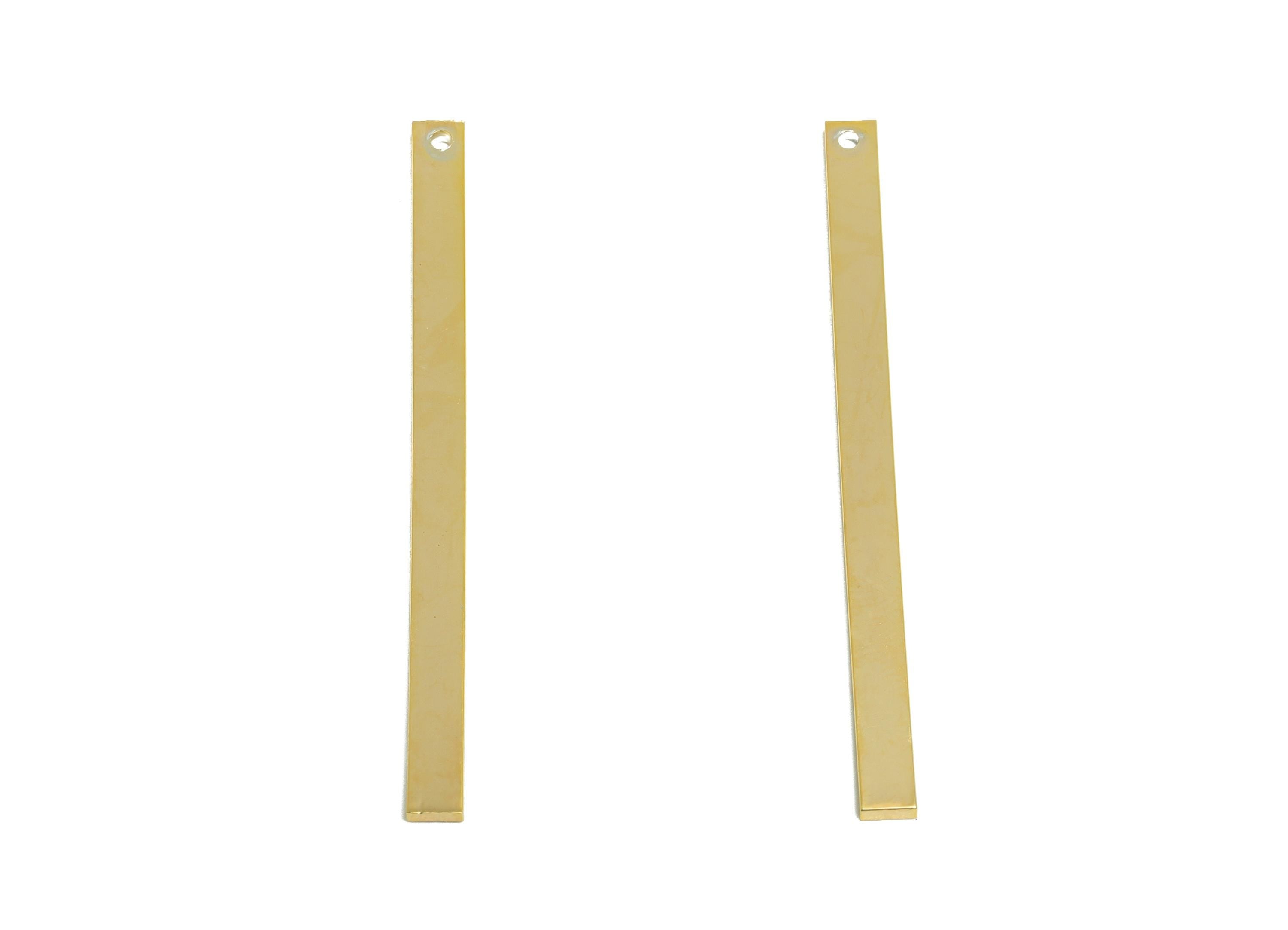 3*1*45mm Rectangle Earring Charm - Brass Minimalist Gold Slim Bar Pendant - Bar Necklace Charm - Gold Jewelry- 18K Real Gold Plated-RGP10154 - DOMEDBAZAAR