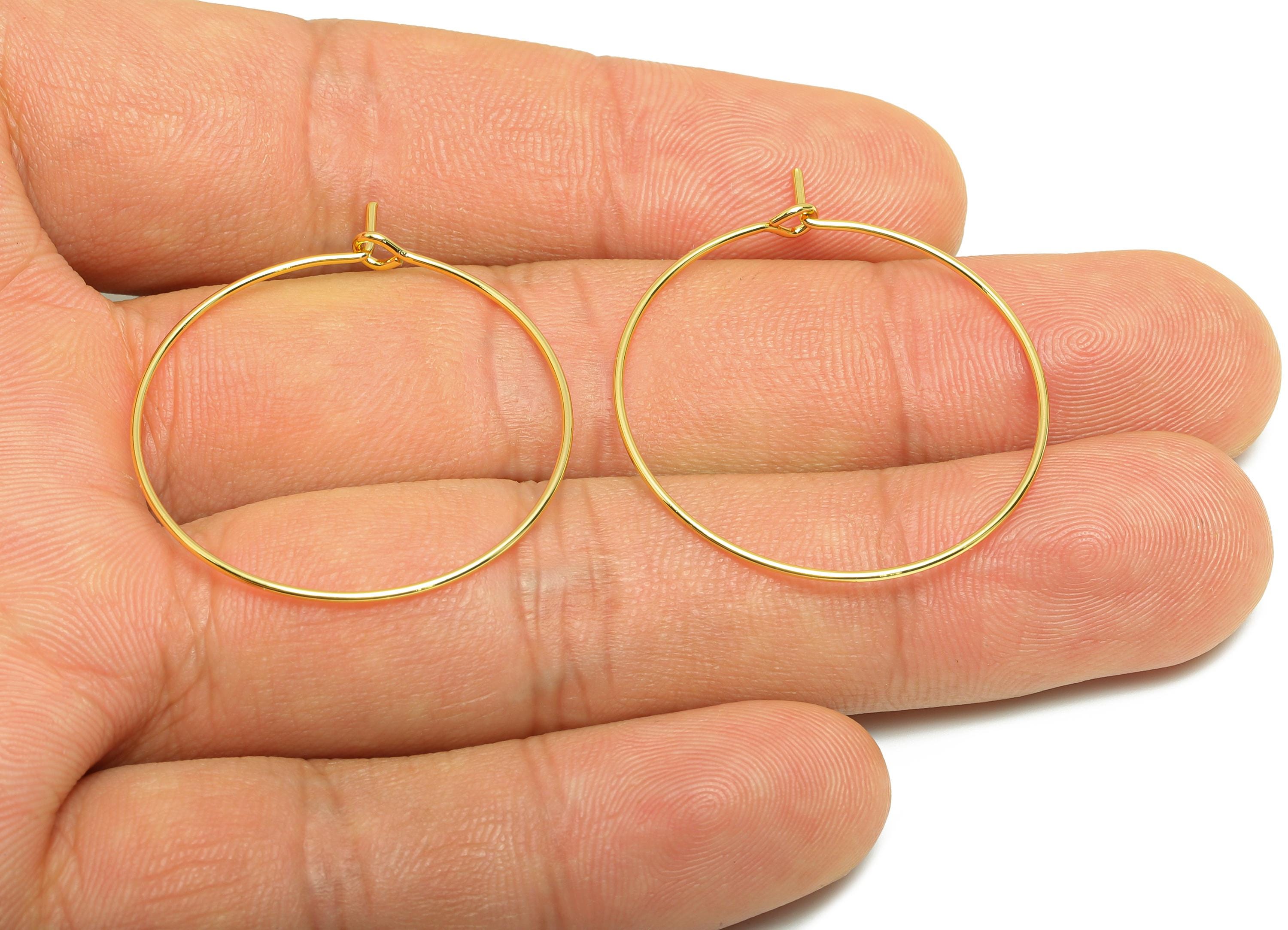 Brass 30mm Circle Hoop Earring - Gold Minimalist Huggie Earring Wire - Round Daily Wear Earring - 18K Real Gold Plating-30x30x0.7mm- RGP9095 - DOMEDBAZAAR