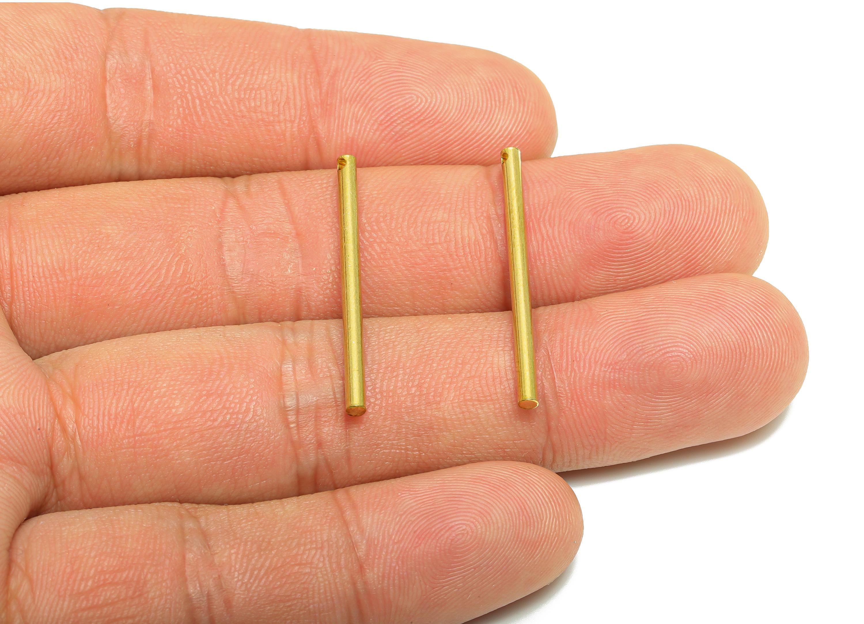 Brass Stick Earring Charm - Raw Brass Bar Earring Charm - Straight Cylinder Charm - Precision Metal Rod - Crafting - 30x2x2mm - PP10890 - DOMEDBAZAAR