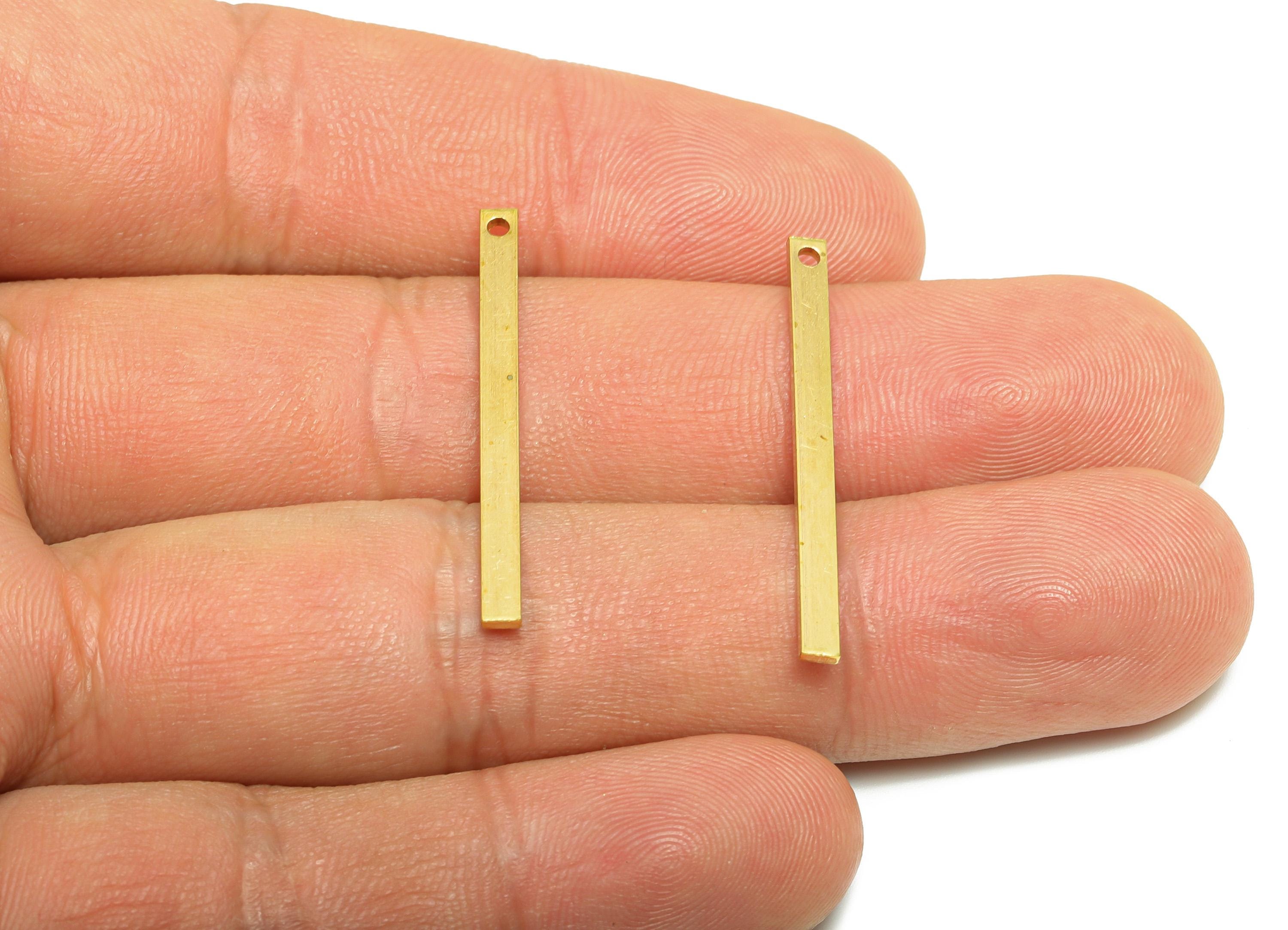 Brass Stick Earring Charm - Brass Solid Brass Flat Bar - Rectangular Brass Pin - Craft Metal Bar - Flat Brass Metal Piece - 32x2x1mm-PP10864 - DOMEDBAZAAR