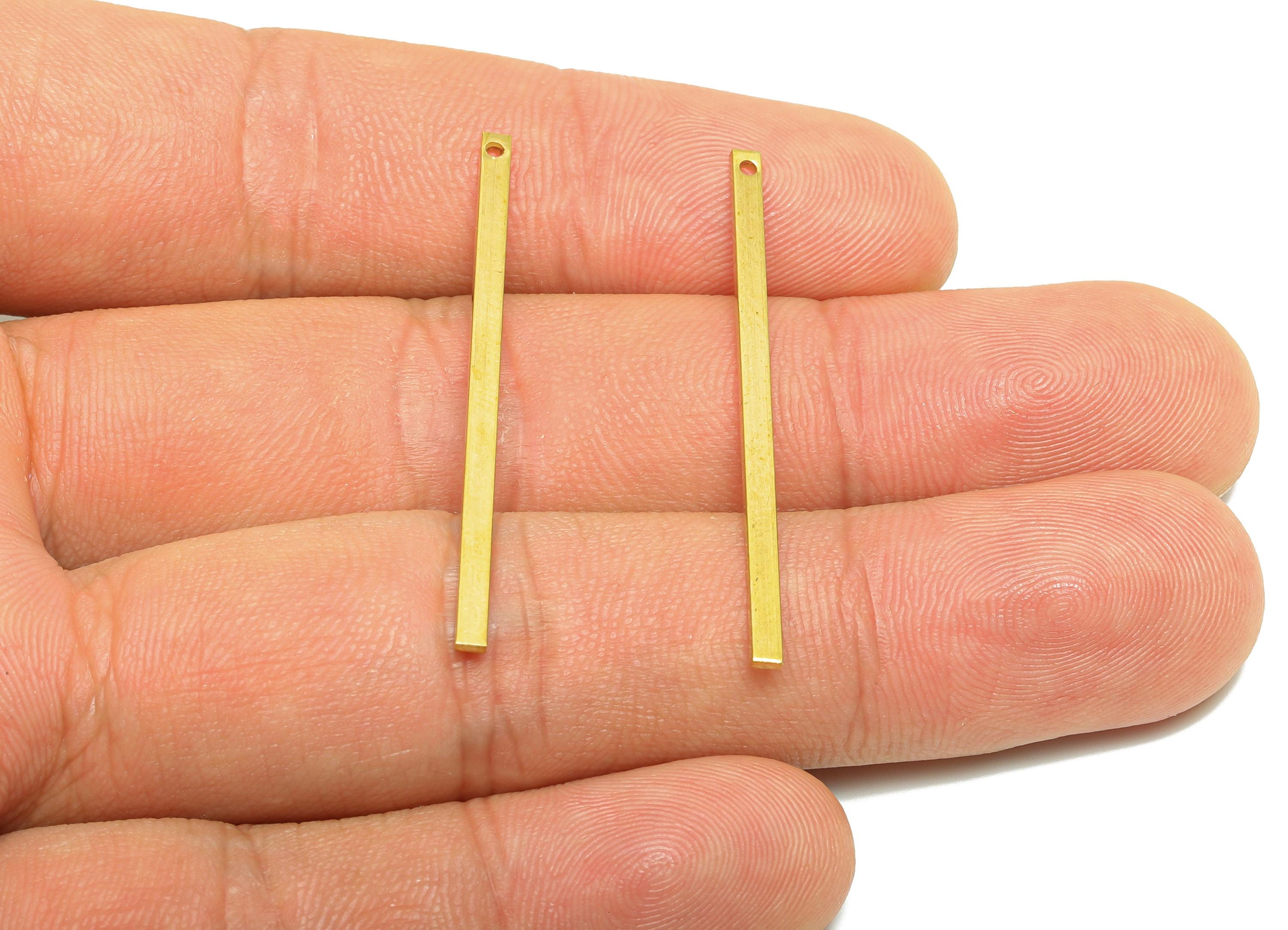 2*1*40mm Rectangle Earring Charm - Raw Brass Rectangular Pendant - Crafting Supplies - Solid Brass Flat Bar - Jewelry Making Bar - PP10860 - DOMEDBAZAAR
