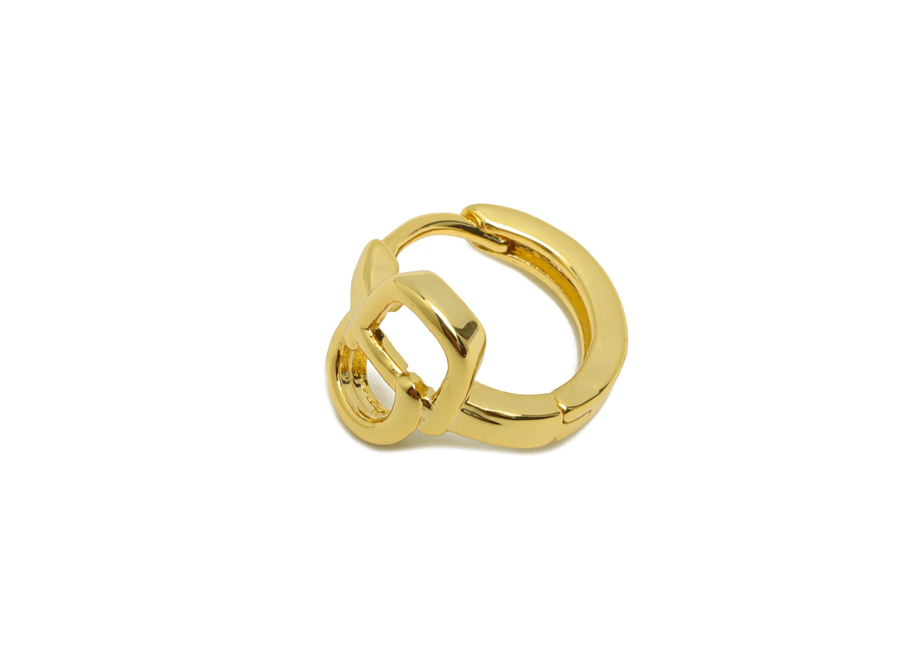 Brass Minimalist Earring - Gold Huggie Hoop Earring for Girl's - Circle Daily Wear Earring - 18K Real Gold Plating - 13.6x12x2.3mm - RGP8810 - DOMEDBAZAAR