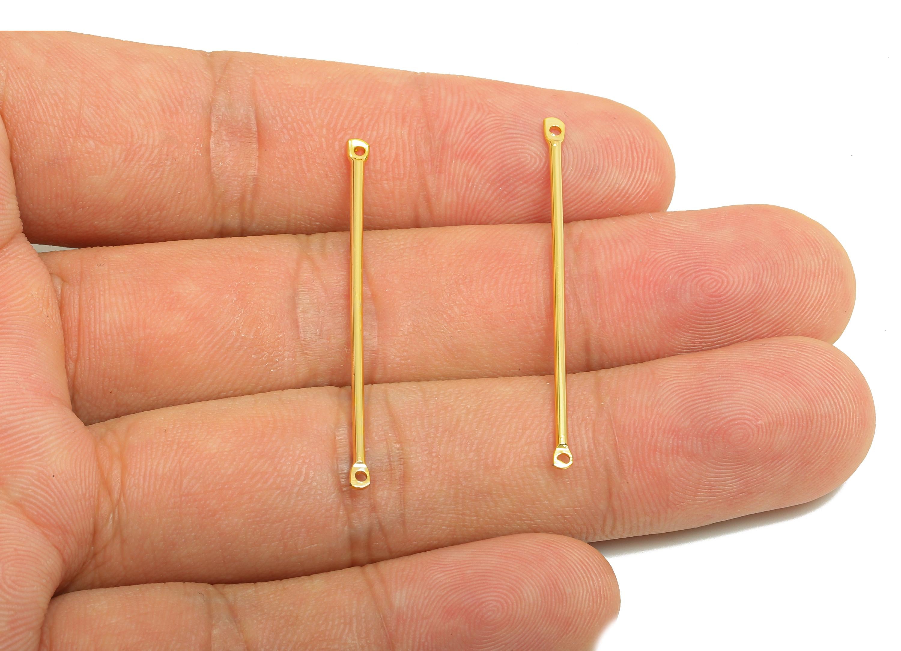 1.2*40mm Gold Bar Earring Connector - Brass Metal Link Component - Vertical Stick Design - Gold Jewelry - 18K Real Gold Plated - RGP10188 - DOMEDBAZAAR