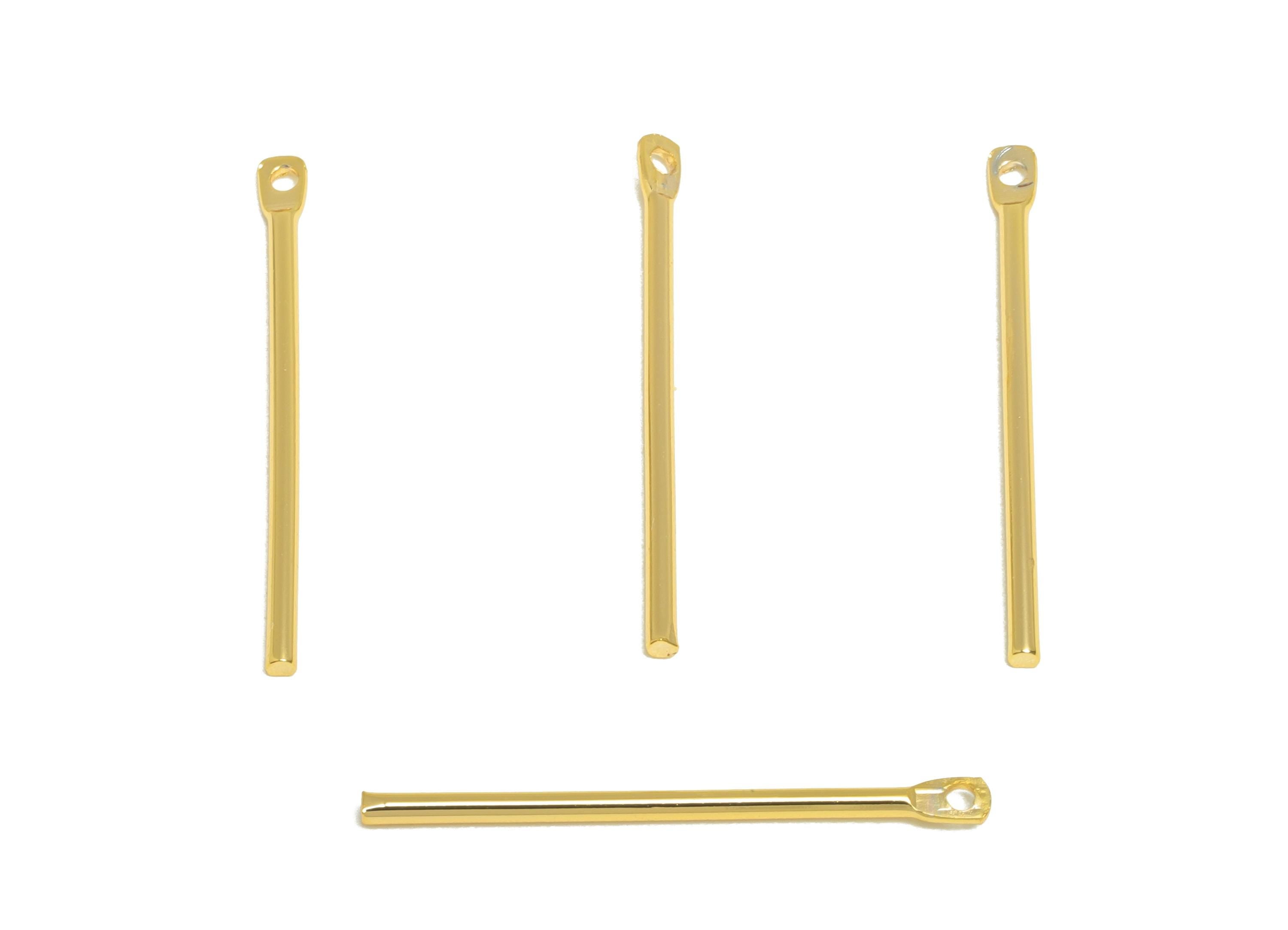 1.2*25mm Gold Bar Earring Charm - Brass Stick Charm For DIY Craft Jewelry - Gold Jewelry Making Tools - 18K Real Gold Plating - RGP10208 - DOMEDBAZAAR