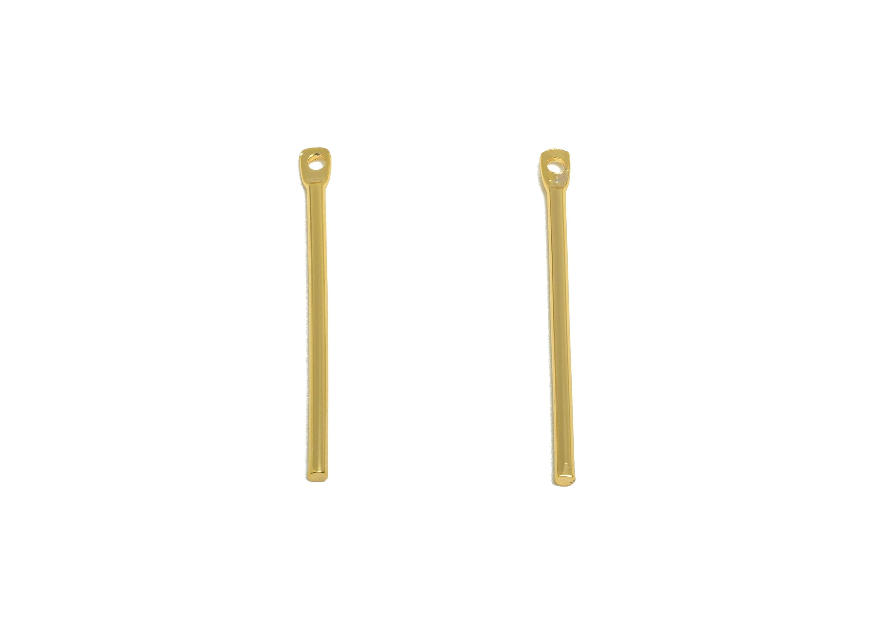 1.2*25mm Gold Bar Earring Charm - Brass Stick Charm For DIY Craft Jewelry - Gold Jewelry Making Tools - 18K Real Gold Plating - RGP10208 - DOMEDBAZAAR