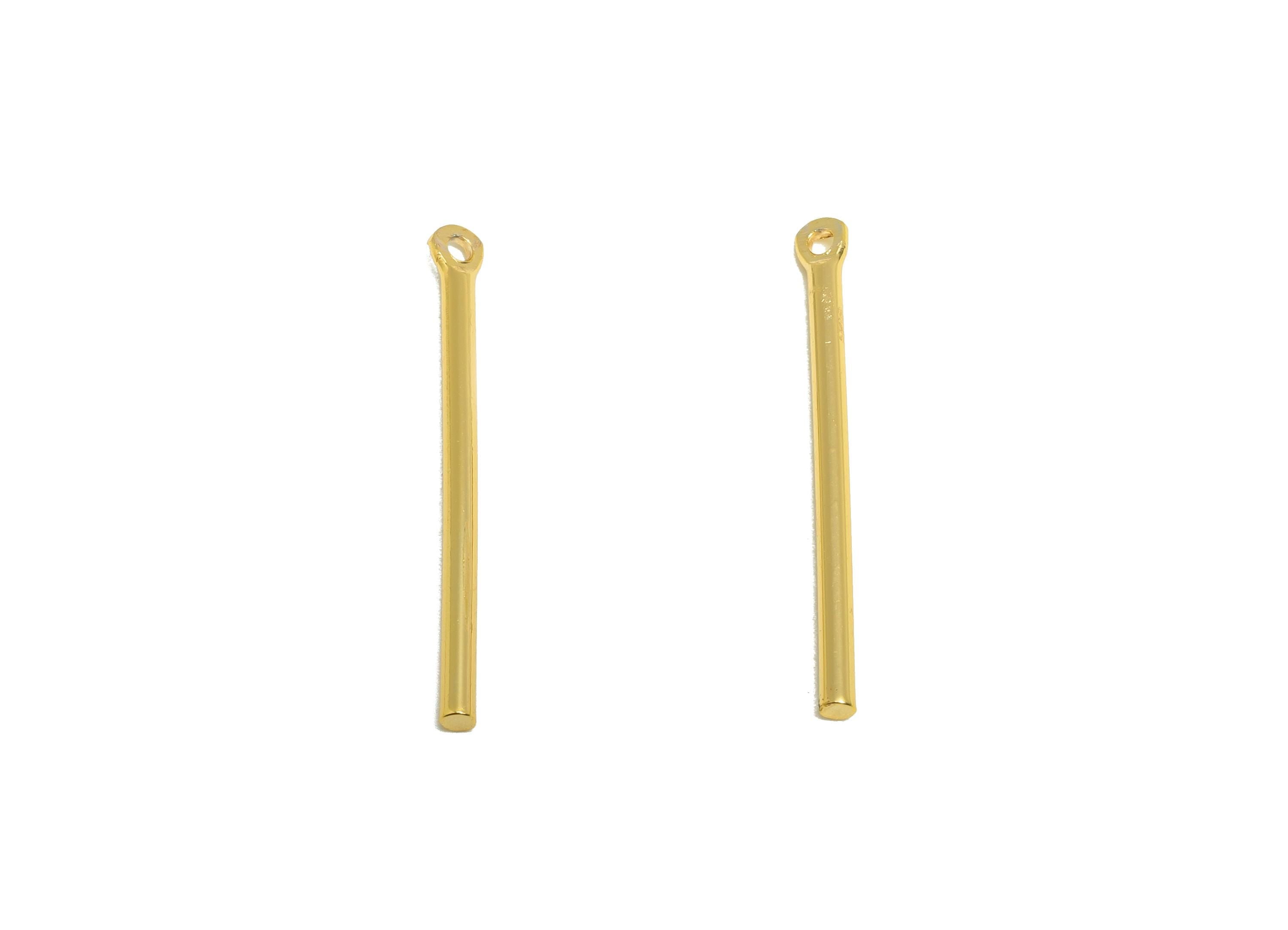 1.5*25mm Gold Bar Earring Charm - Brass Stick Charm For DIY Craft Jewelry - Gold Jewelry Making Tools - 18K Real Gold Plating - RGP10202 - DOMEDBAZAAR