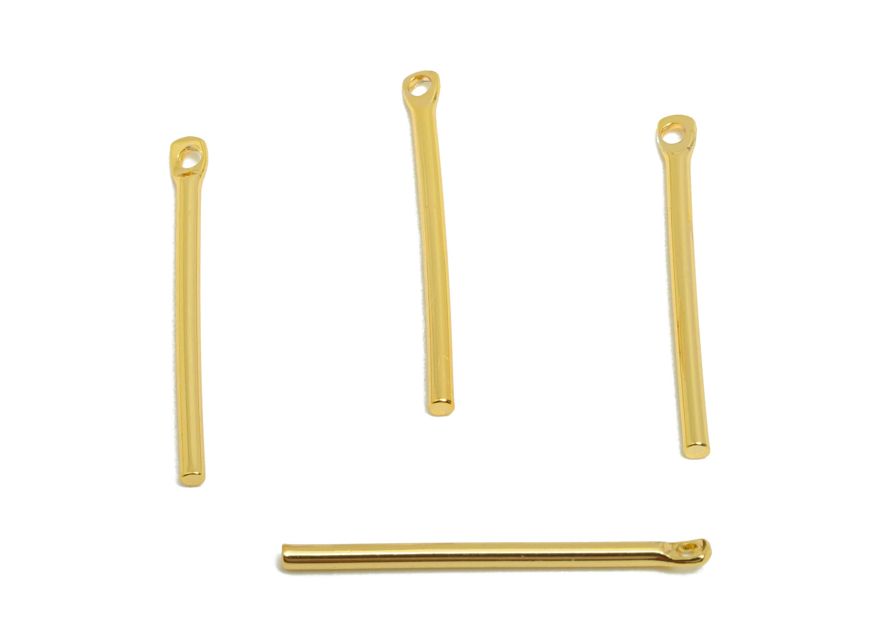 1.2*20mm Gold Bar Earring Charm - Brass Stick Charm For DIY Craft Jewelry - Gold Jewelry Making Tools - 18K Real Gold Plating - RGP10209 - DOMEDBAZAAR