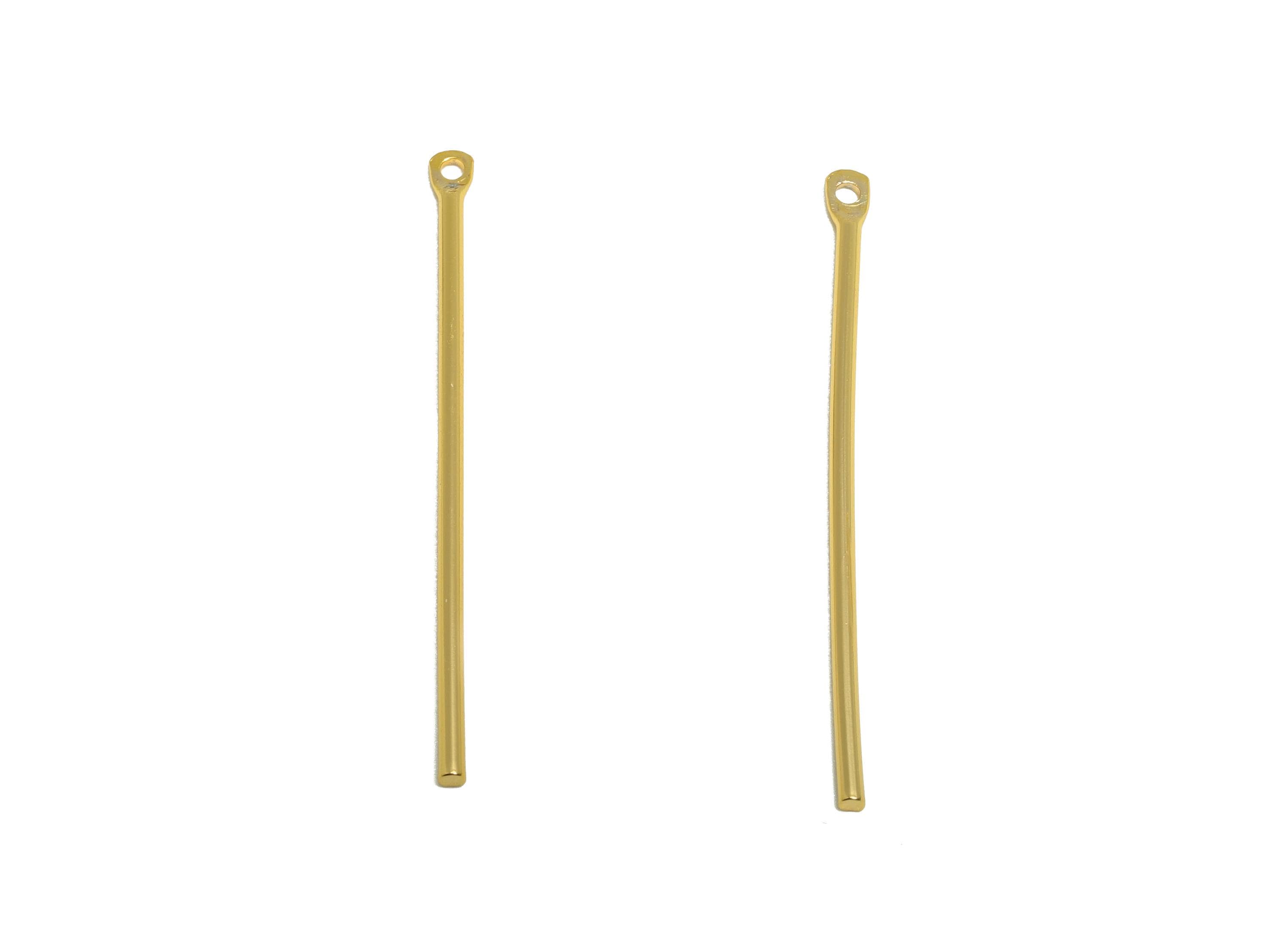 1.2*35mm Gold Bar Earring Charm - Brass Stick Charm For DIY Craft Jewelry - Gold Jewelry Making Tools - 18K Real Gold Plating - RGP10206 - DOMEDBAZAAR