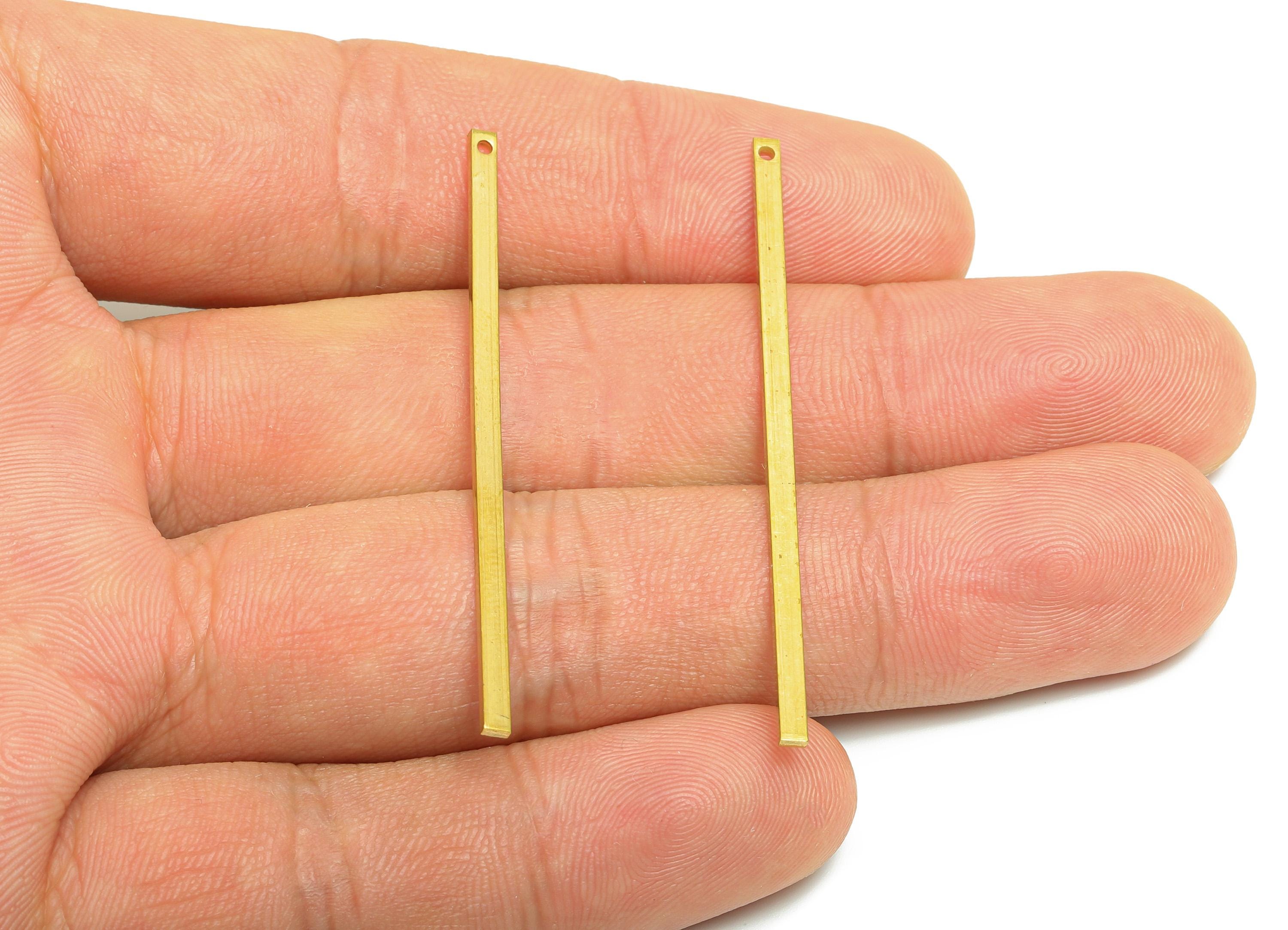 Brass Stick Earring Charm - Raw Brass Bar Earring Charm - Solid Brass Bar - Flat Metal Component - Precision Metal Piece - 50x2x1mm -PP10862 - DOMEDBAZAAR
